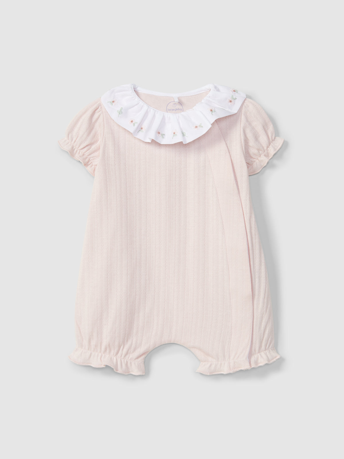 ENSEMBLE A JAMBES COURTES EN COTON BIOLOGIQUE A FLEURS BRODEES