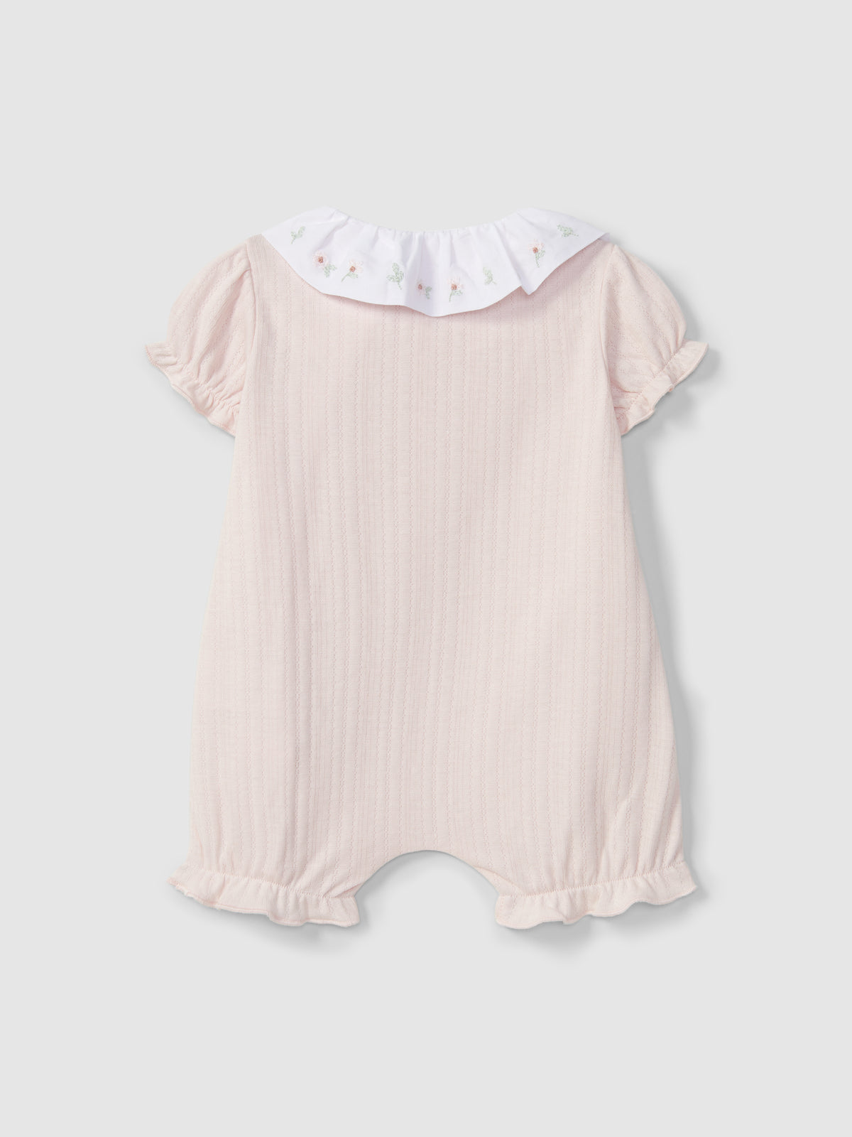 ENSEMBLE A JAMBES COURTES EN COTON BIOLOGIQUE A FLEURS BRODEES
