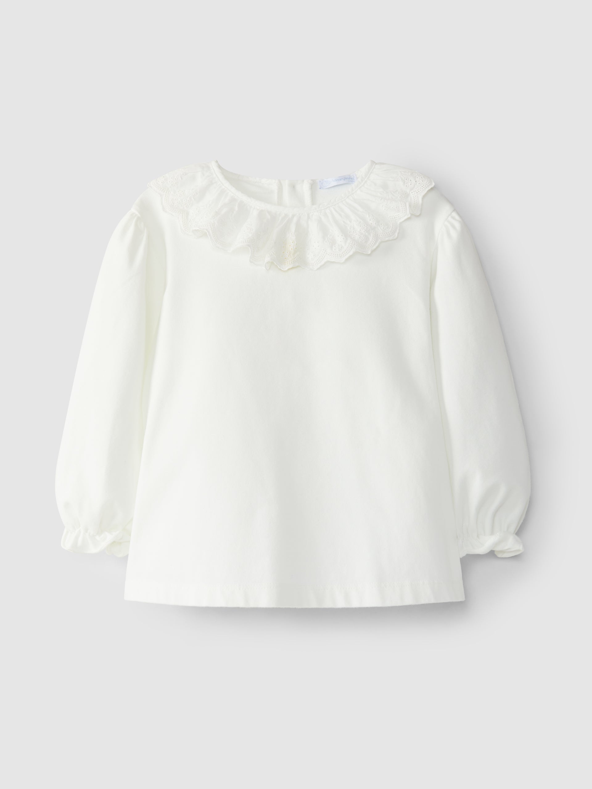 Longsleeve à col à volant broderie anglaise