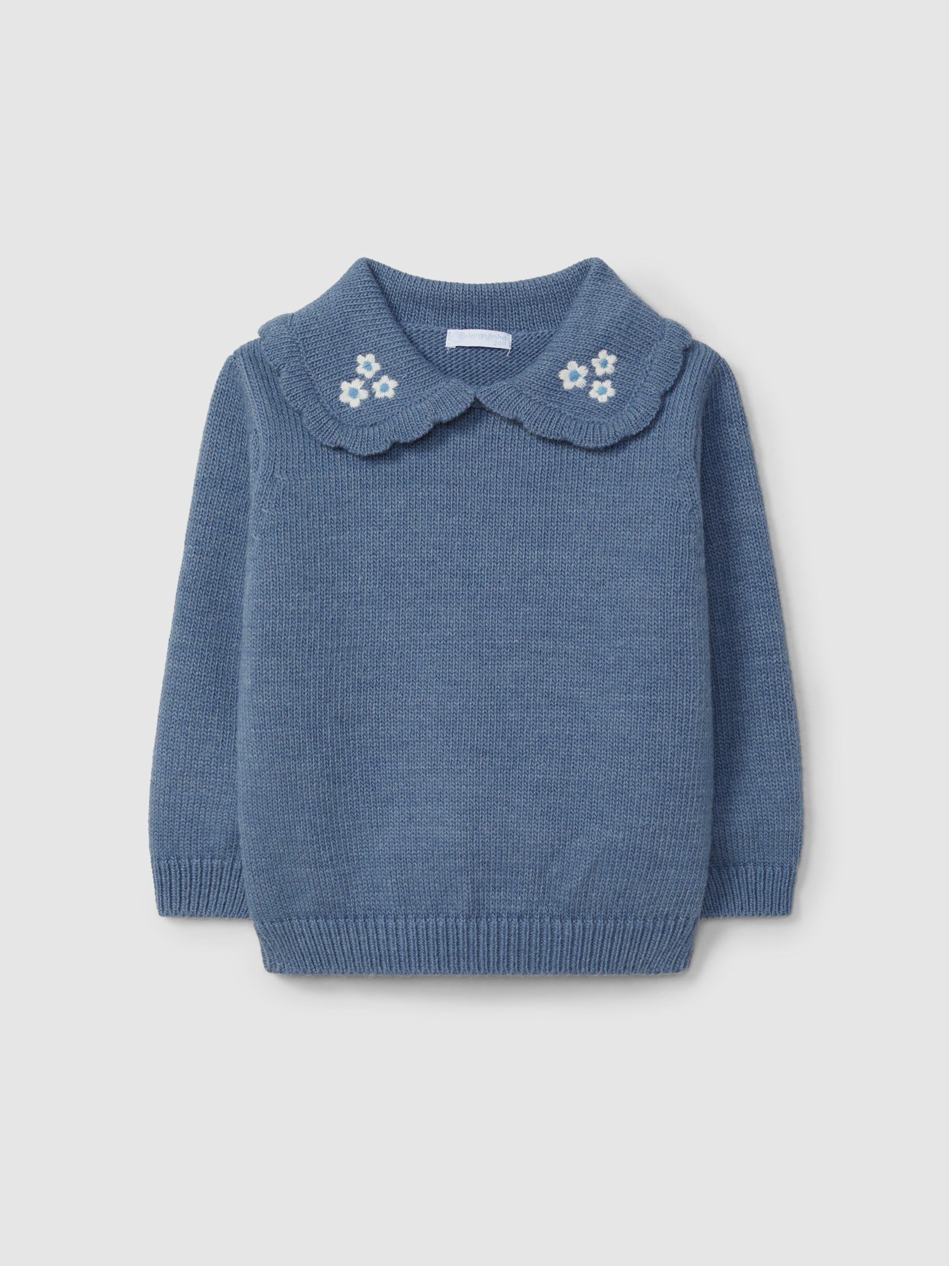 PULL TRICOTE COL A FLEURS BRODEES