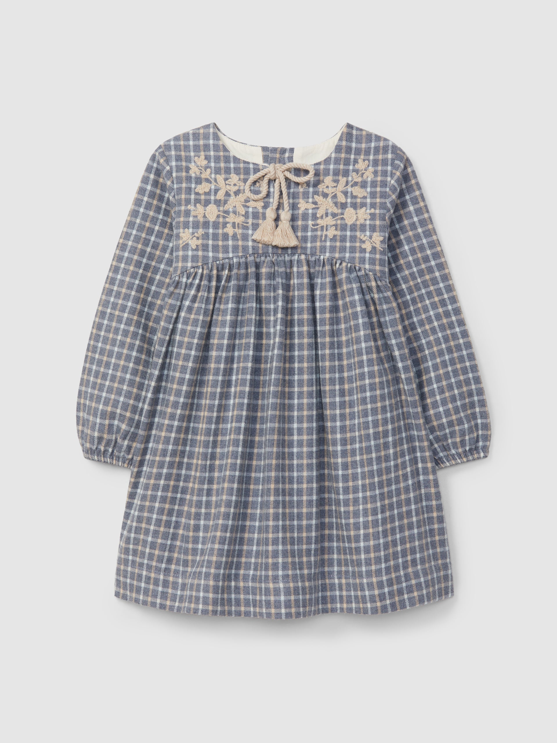 ROBE A CARREAUX BRODEE EN FIL DE LAINE