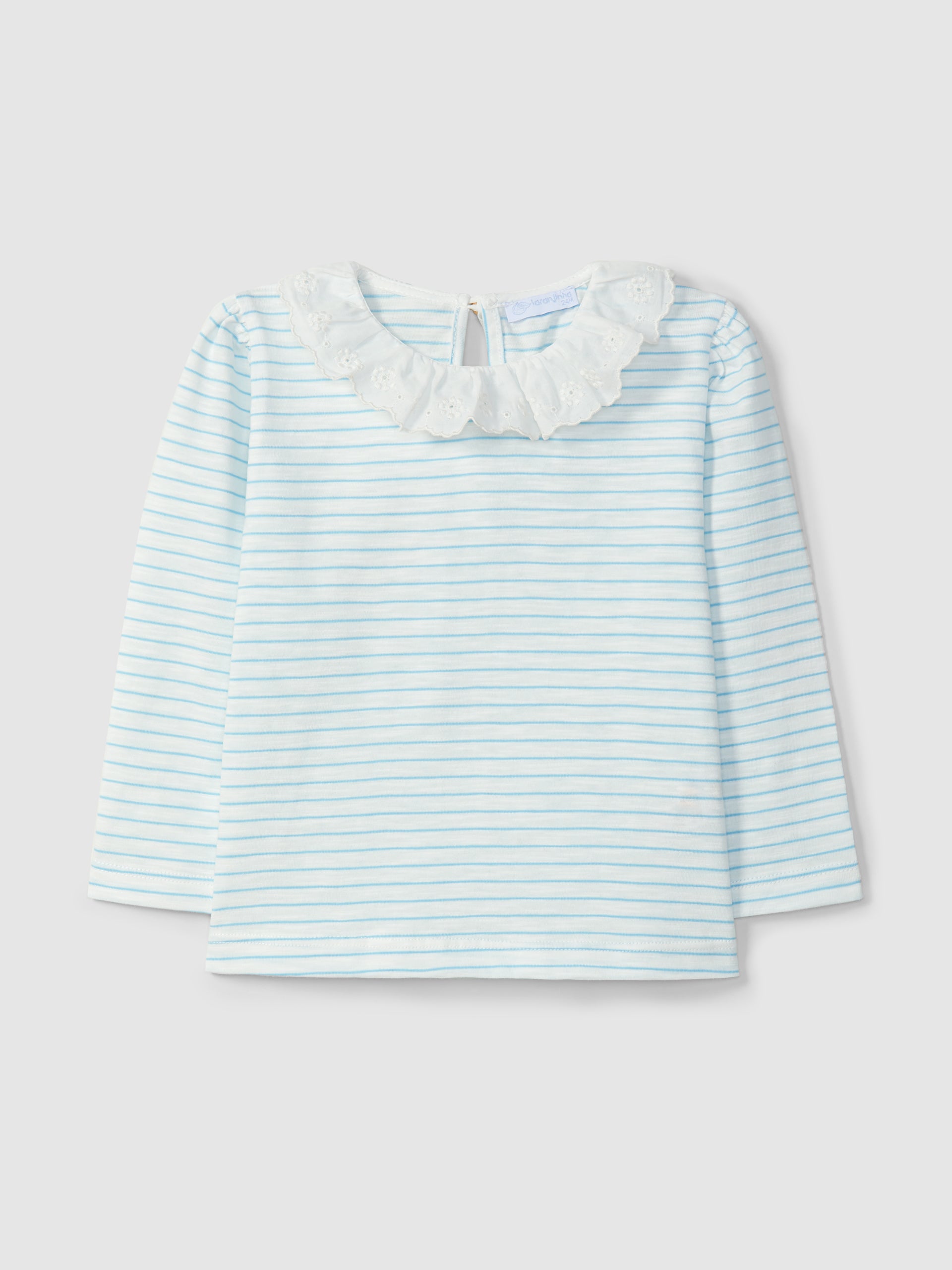 LONGSLEEVE RAYURES AVEC BRODERIE ANGLAISE