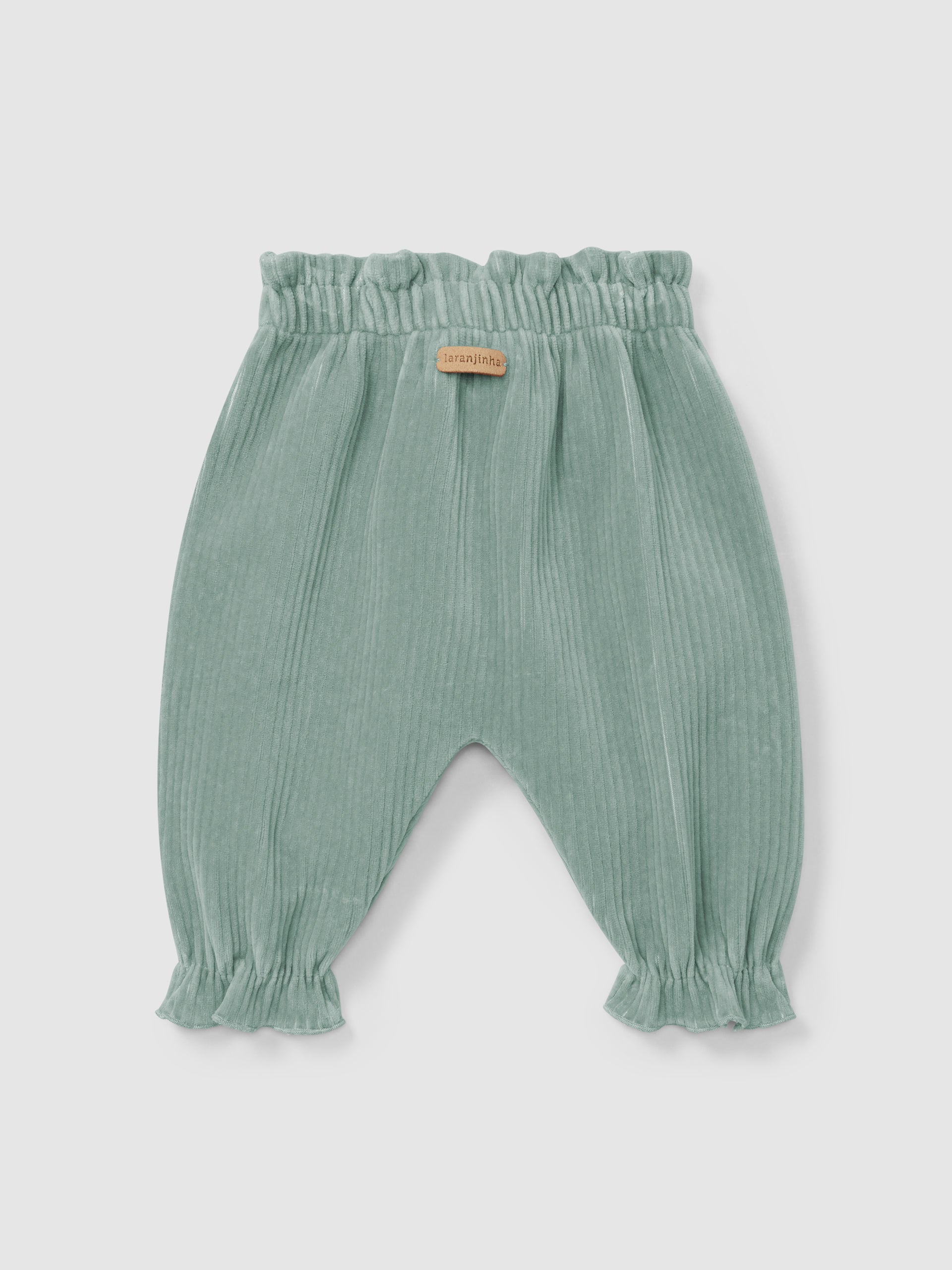 PANTALON PULL-UP EN TISSU DE TYPE VELOURS COTELE AVEC CORDON DECORATIF