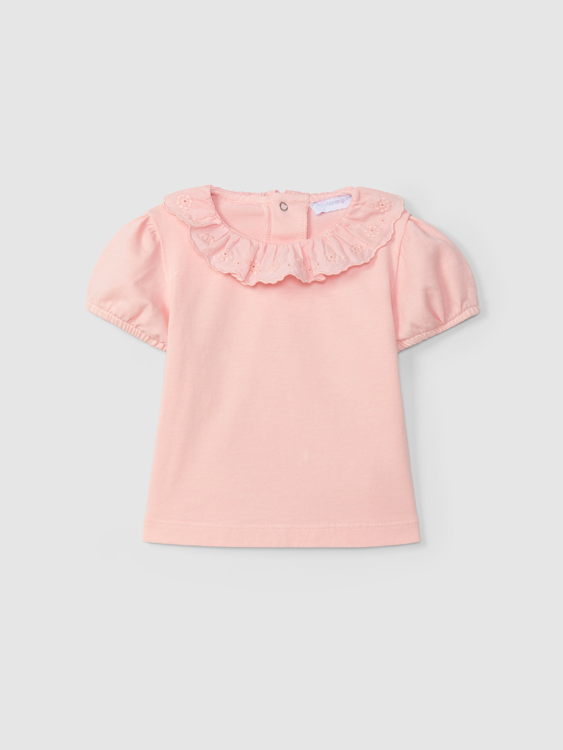 T-SHIRT A COL A VOLANT AVEC BRODERIE ANGLAISE