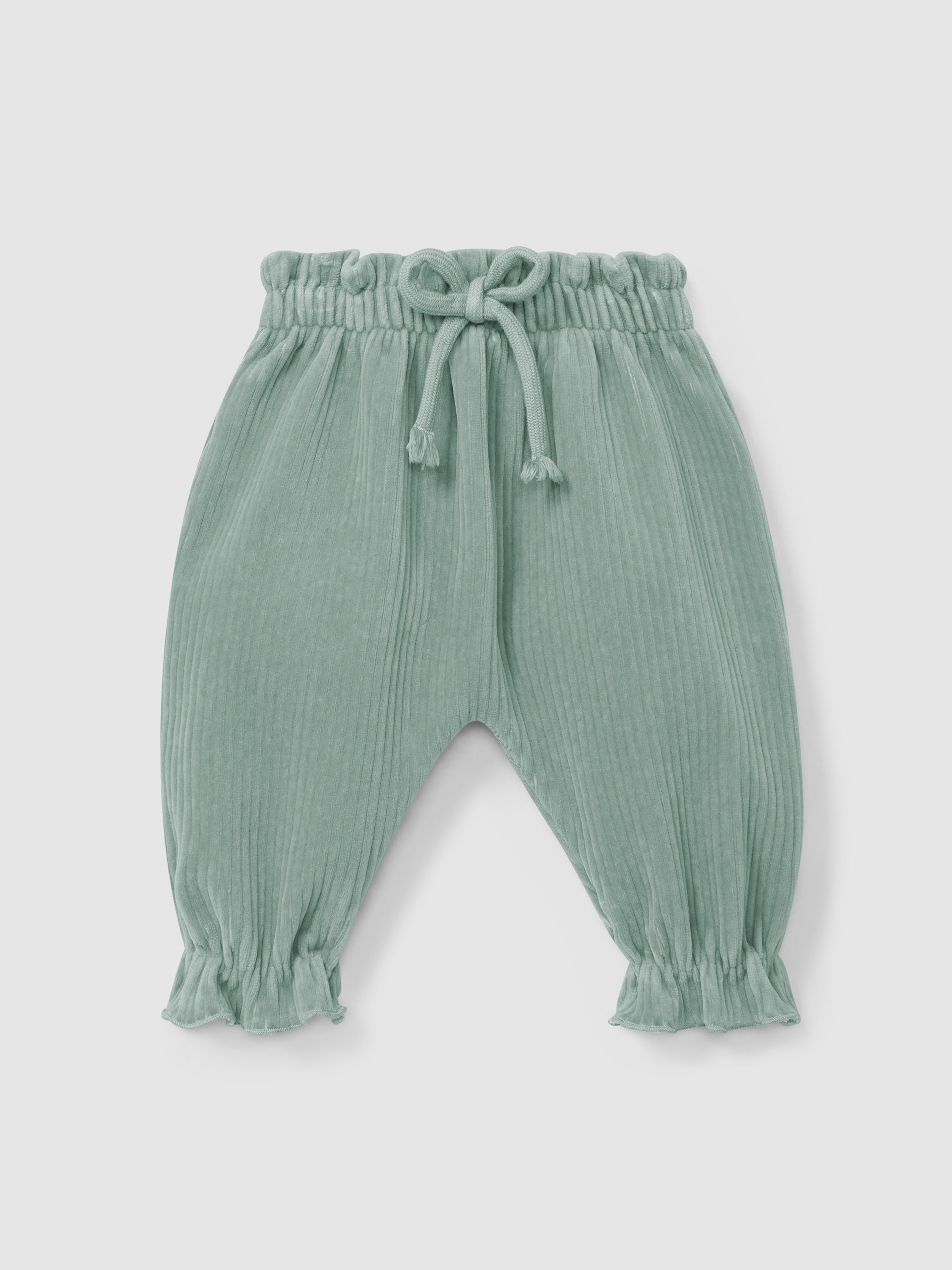 PANTALON PULL-UP EN TISSU DE TYPE VELOURS COTELE AVEC CORDON DECORATIF