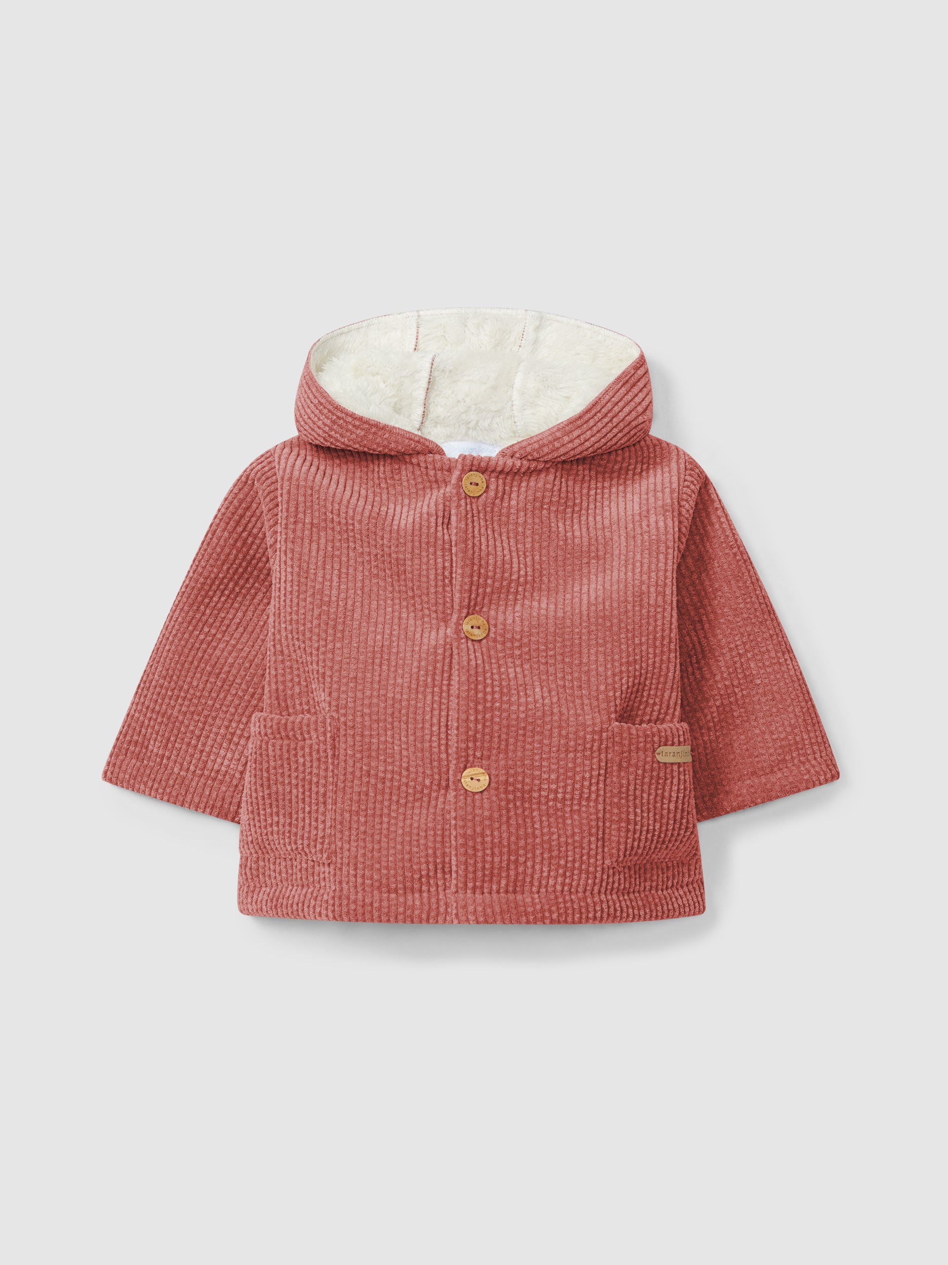 VESTE A CAPUCHE EN VELOURS COTELE AVEC FOURRURE