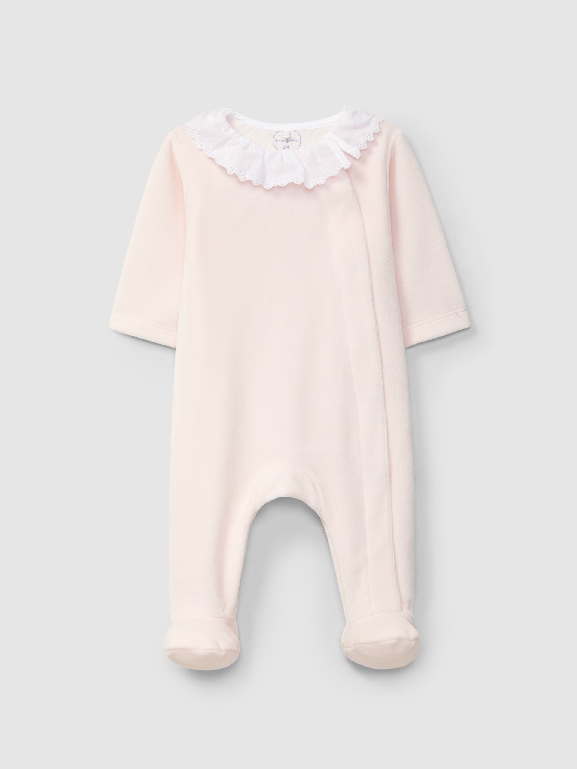 BABYGROW EN VELOURS A COL A VOLANT EN BRODERIE DELICATE