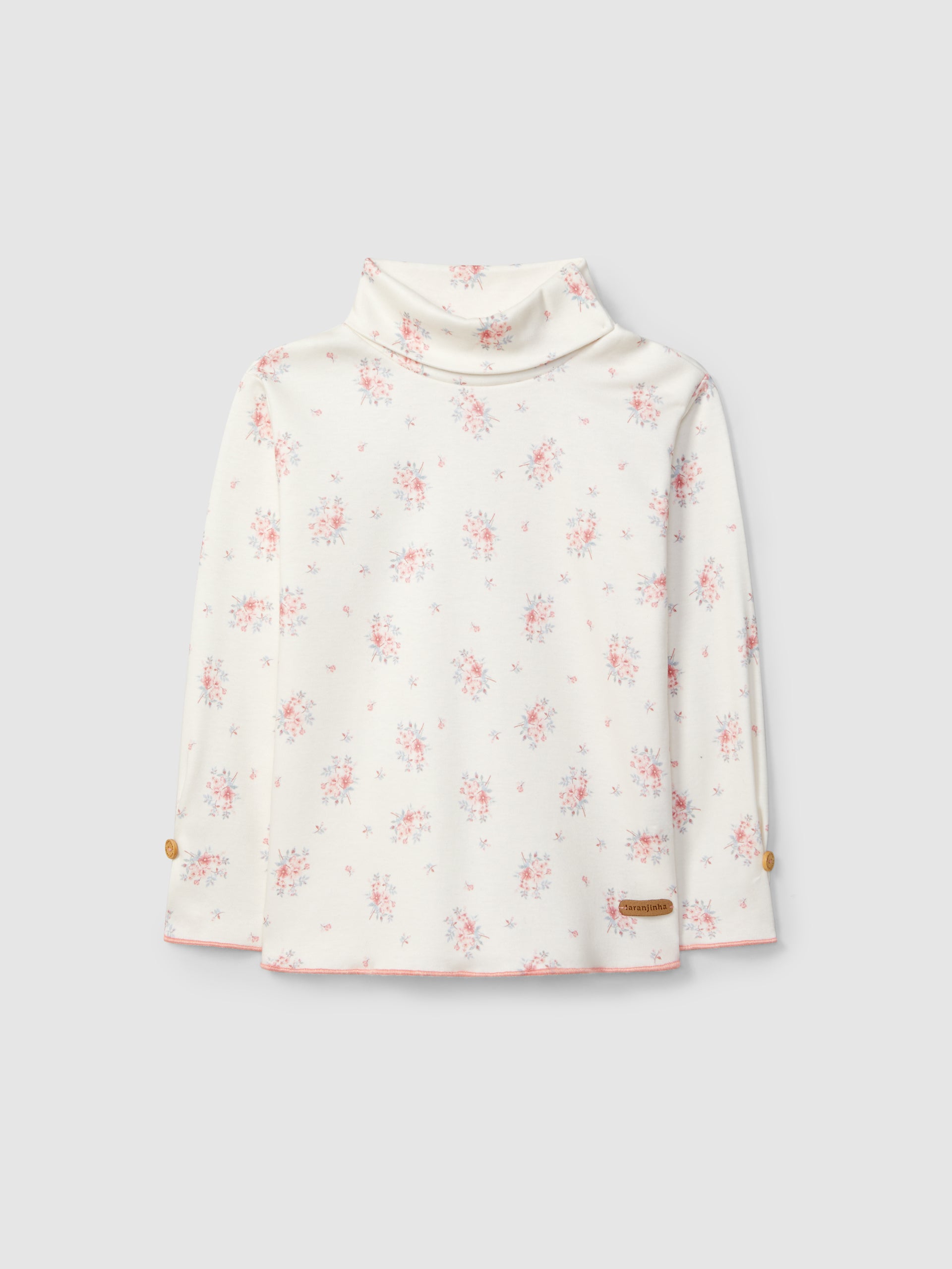 PULL COL ROULE IMPRIME A FLEURS