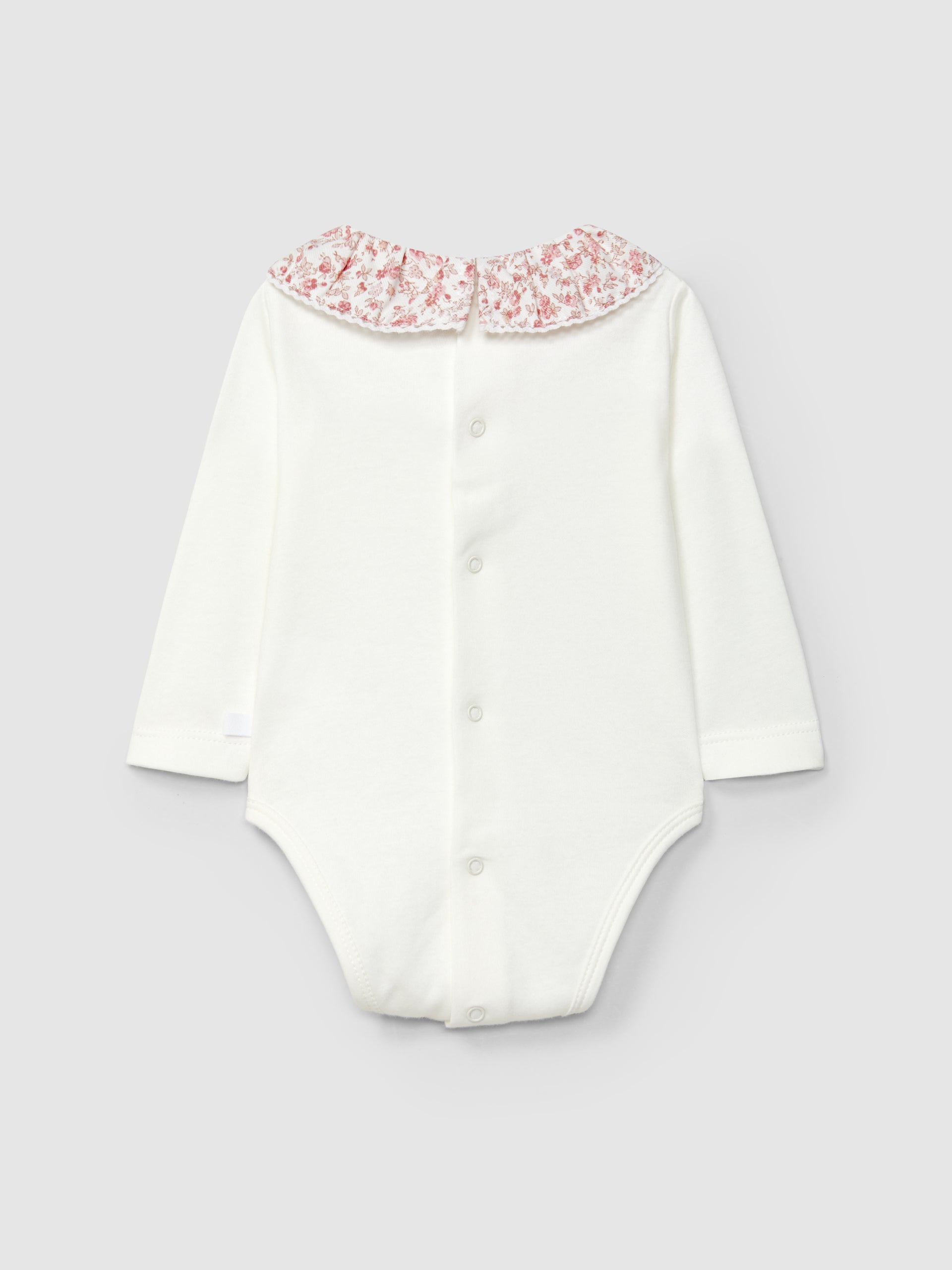 BODY COL A VOLANT EN TISSU IMPRIME AVEC DETAIL EN DENTELLE
