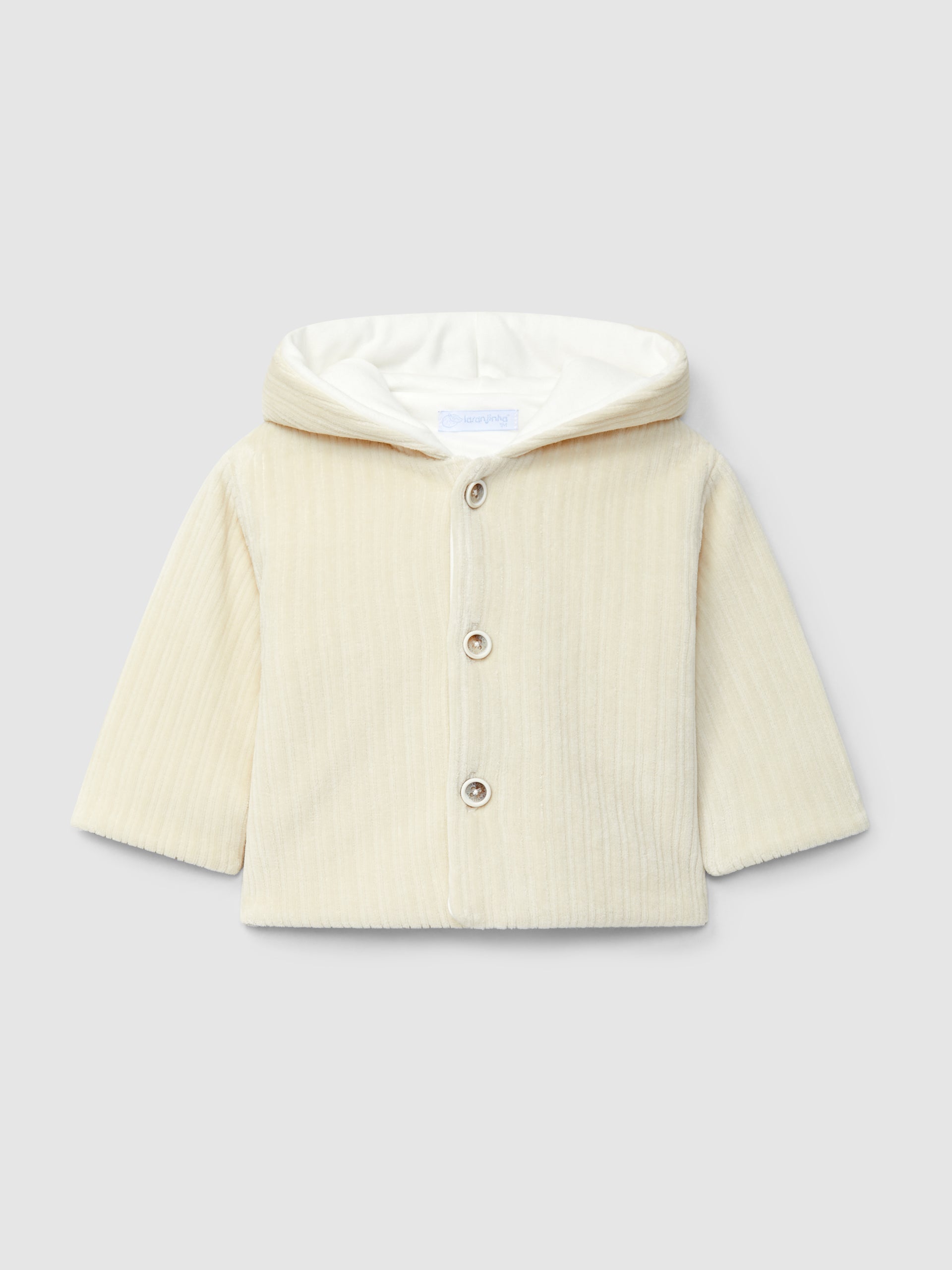 GILET A CAPUCHE EN VELOURS CANNELE