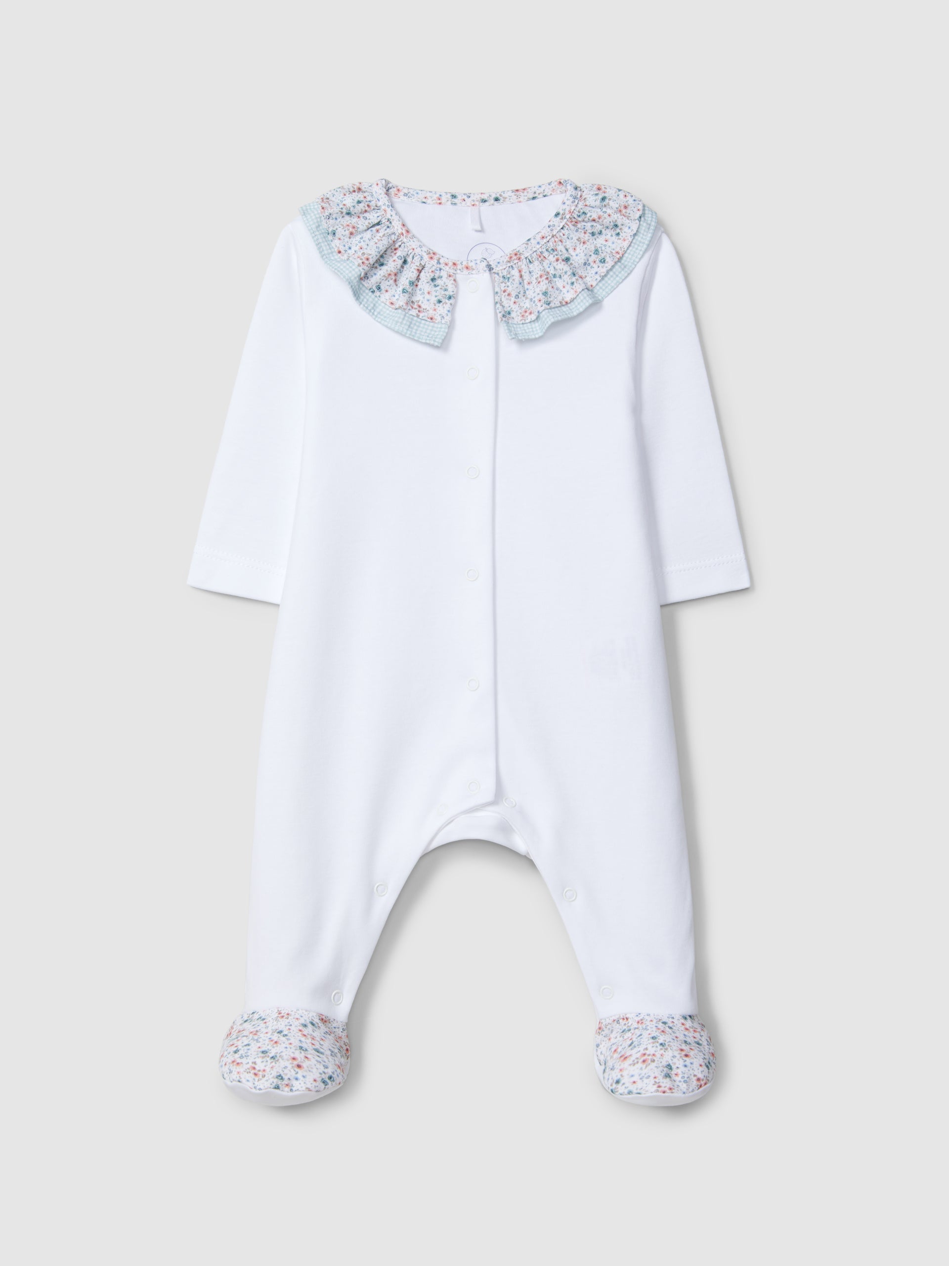 BABYGROW A COL A VOLANT A FLEURS ET CARREAUX VICHY