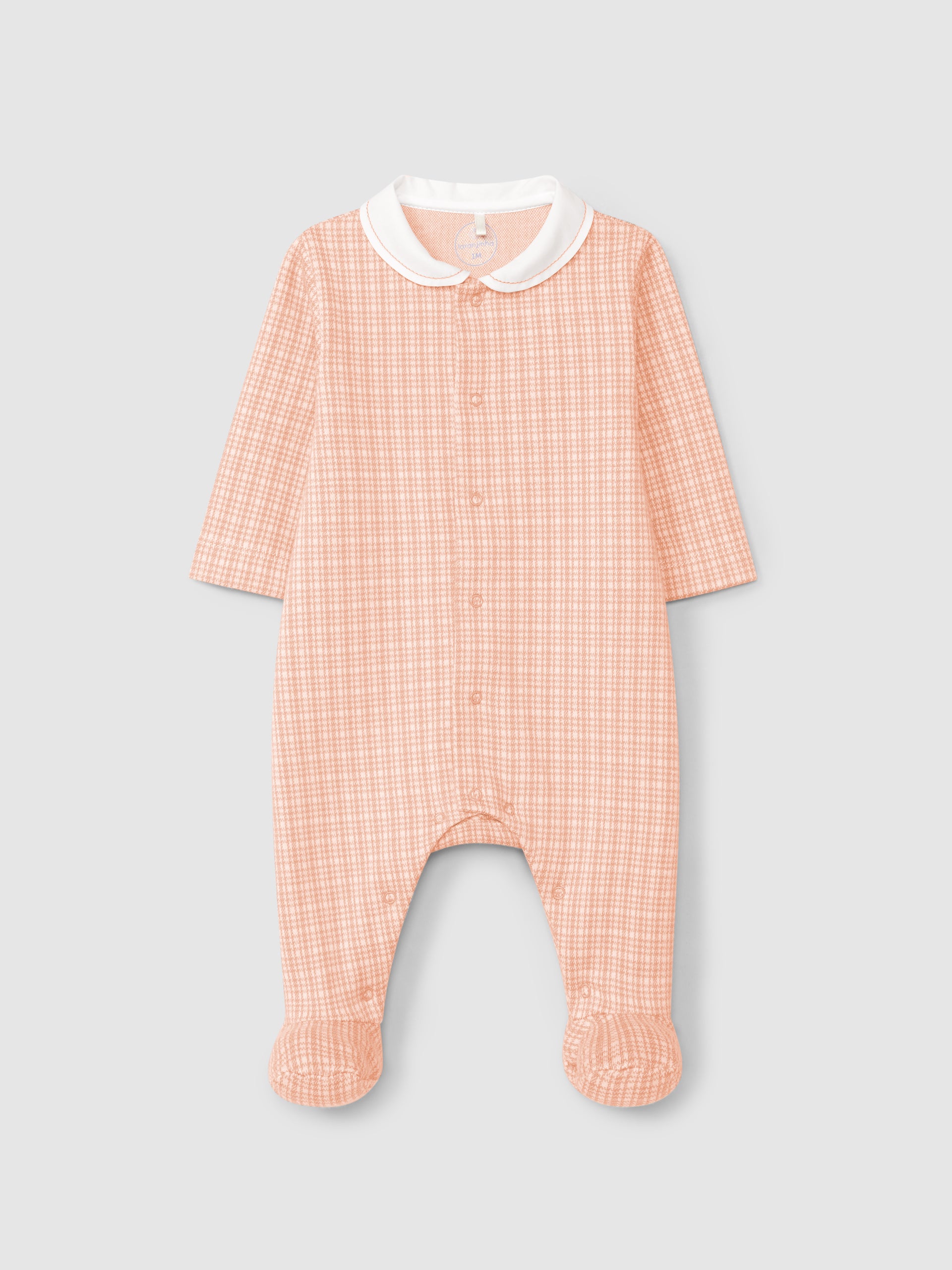 BABYGROW EN MAILLE JACQUARD A CARREAUX A COL CLAUDINE