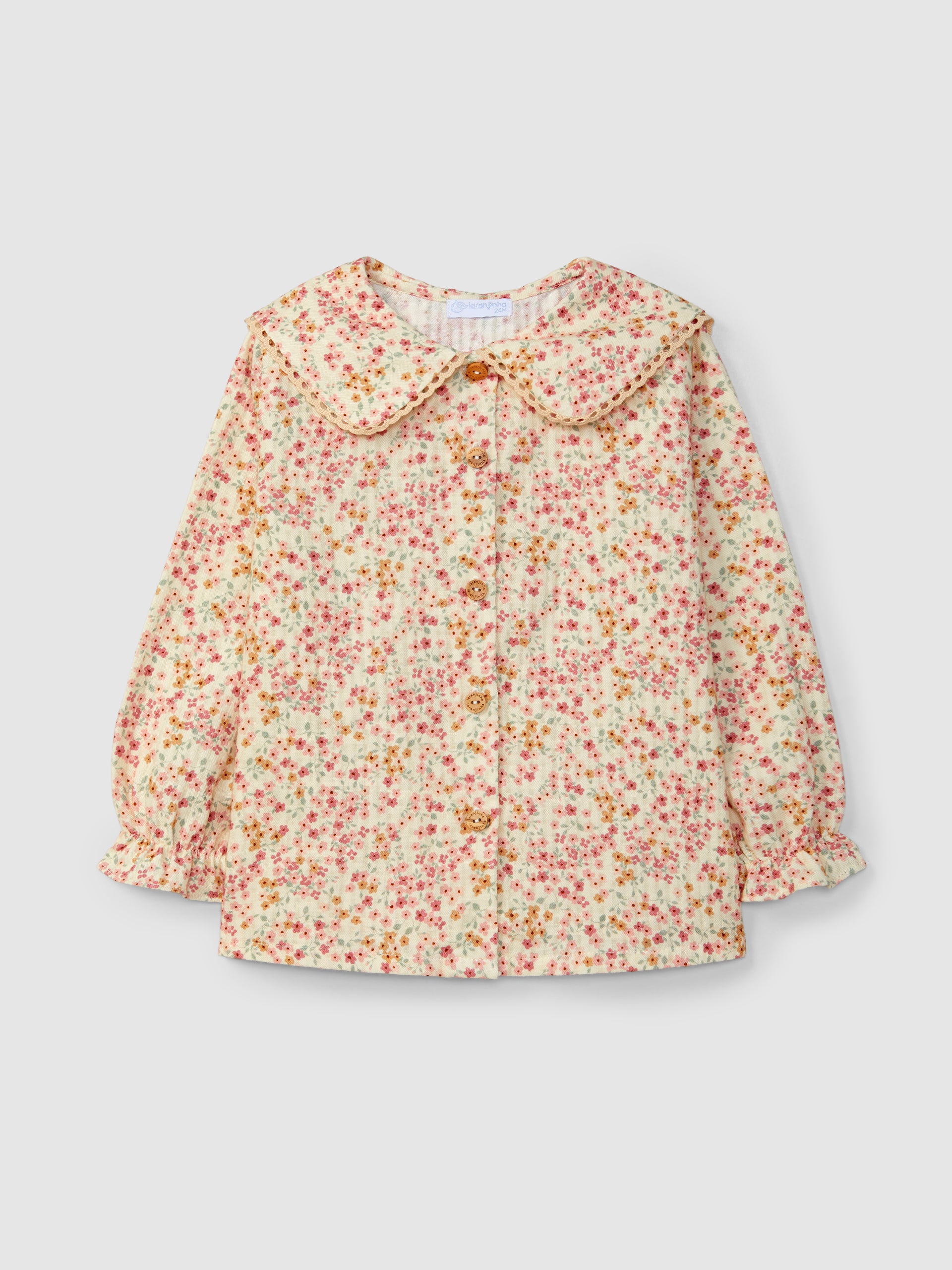 BLOUSE A FLEURS AVEC DETAIL DE DENTELLE SUR LE COL
