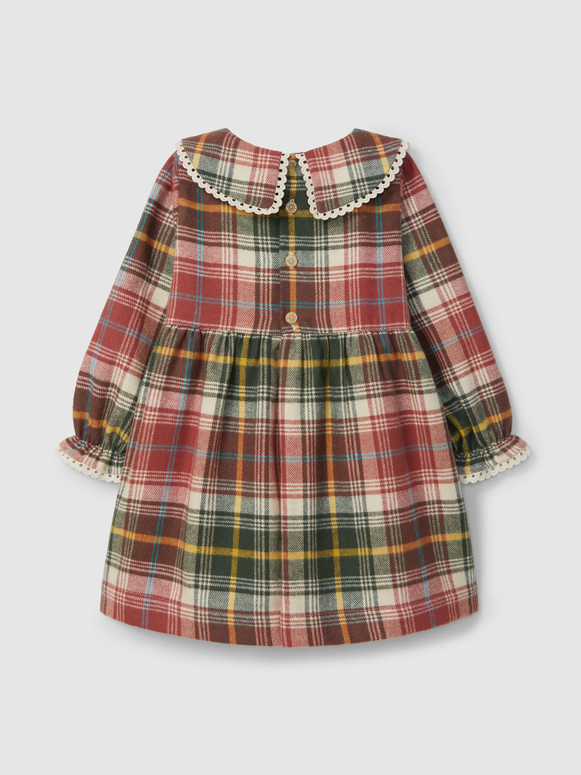 ROBE A CARREAUX EN FLANELLE AVEC DETAILS EN DENTELLE