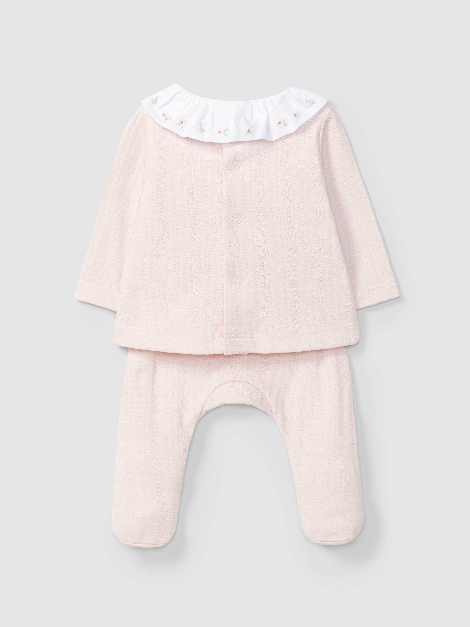 ENSEMBLE COMPOSE DE DEUX PIECES COTON BIOLOGIQUE AVEC FLEURS BRODEES