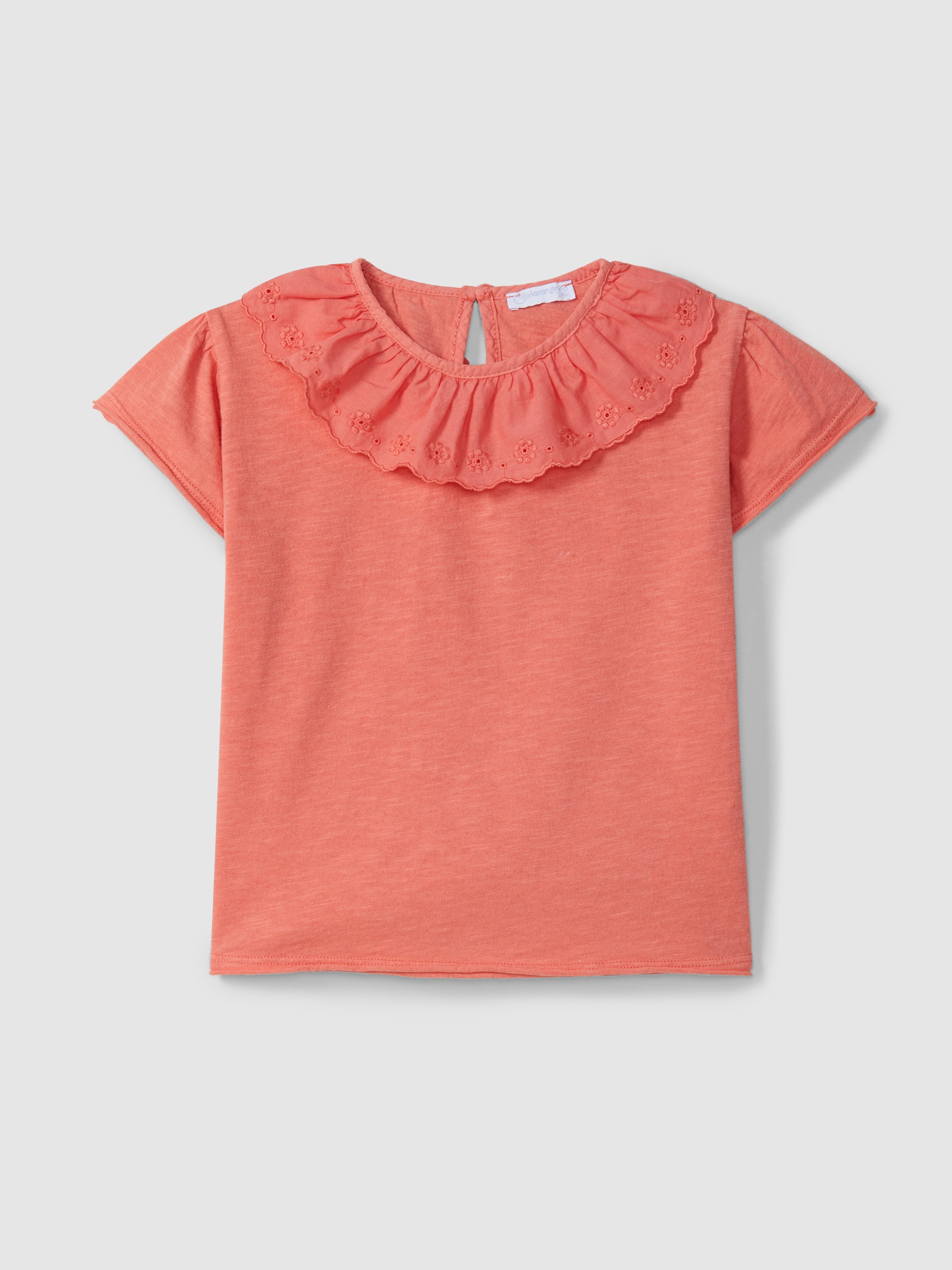 T-SHIRT A COL EN BRODERIE ANGLAISE