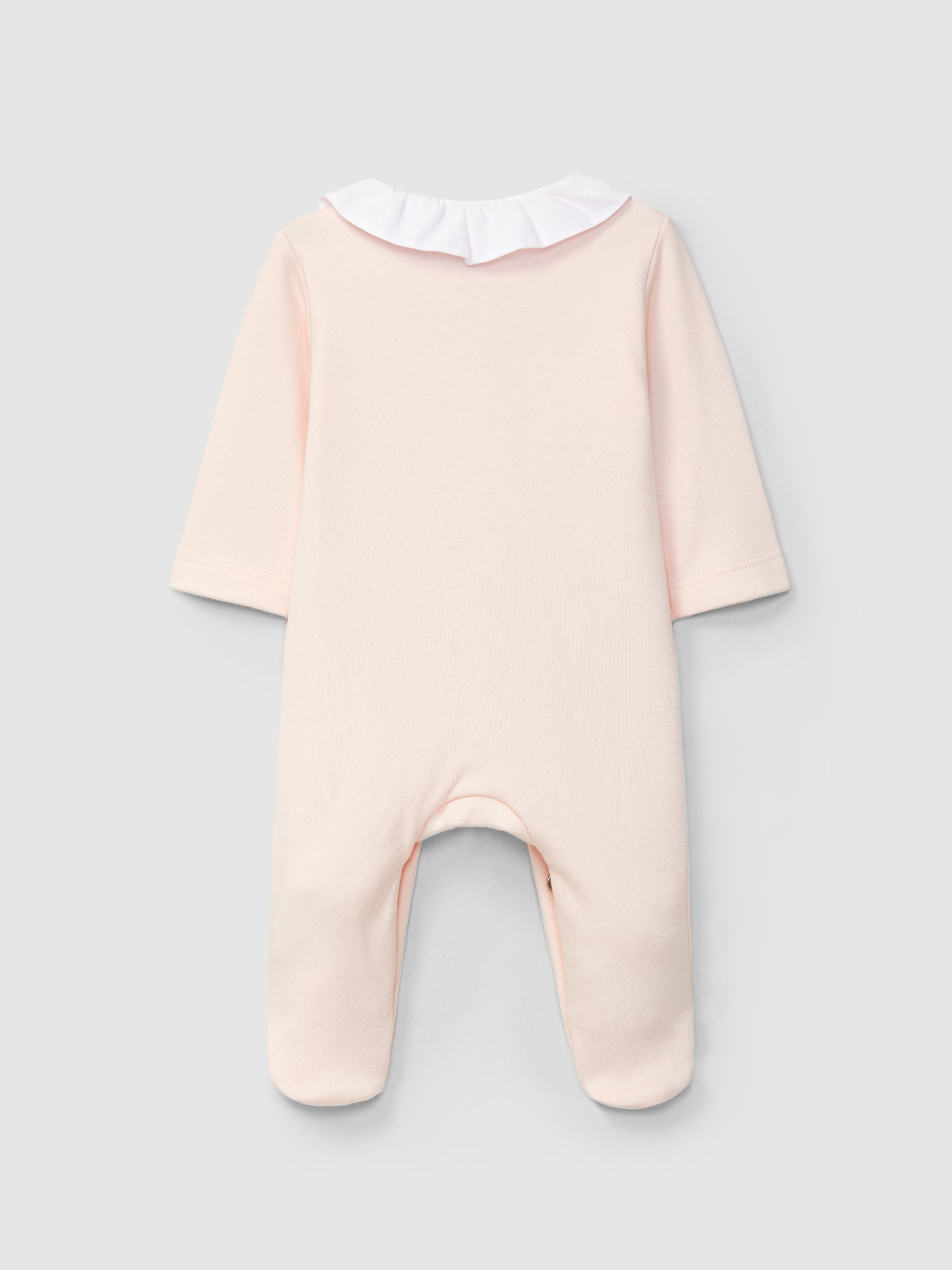 BABYGROW COL PLISSE ET DETAIL DE FLEURS BRODEES SUR LA POITRINE