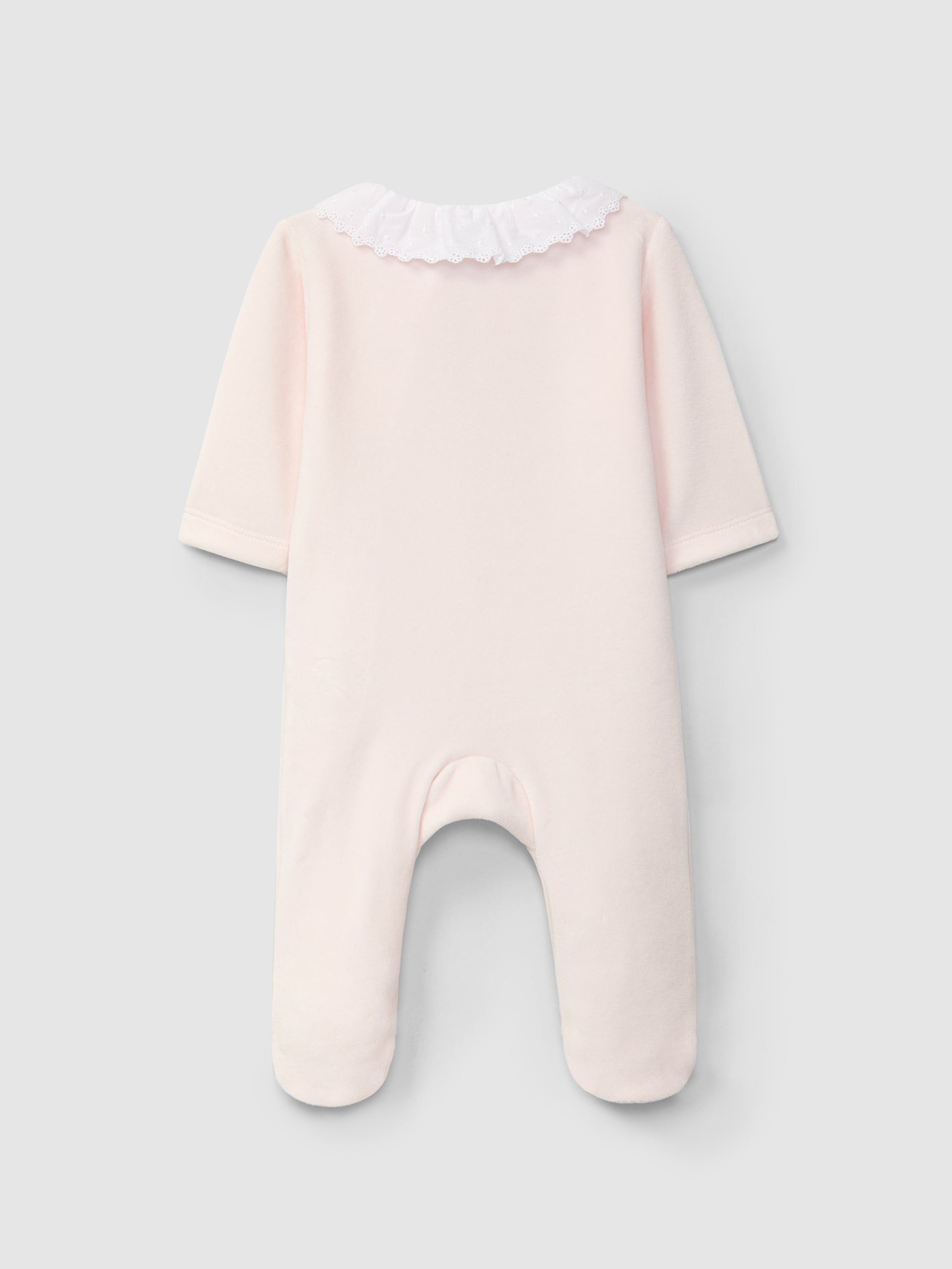 BABYGROW EN VELOURS A COL A VOLANT EN BRODERIE DELICATE
