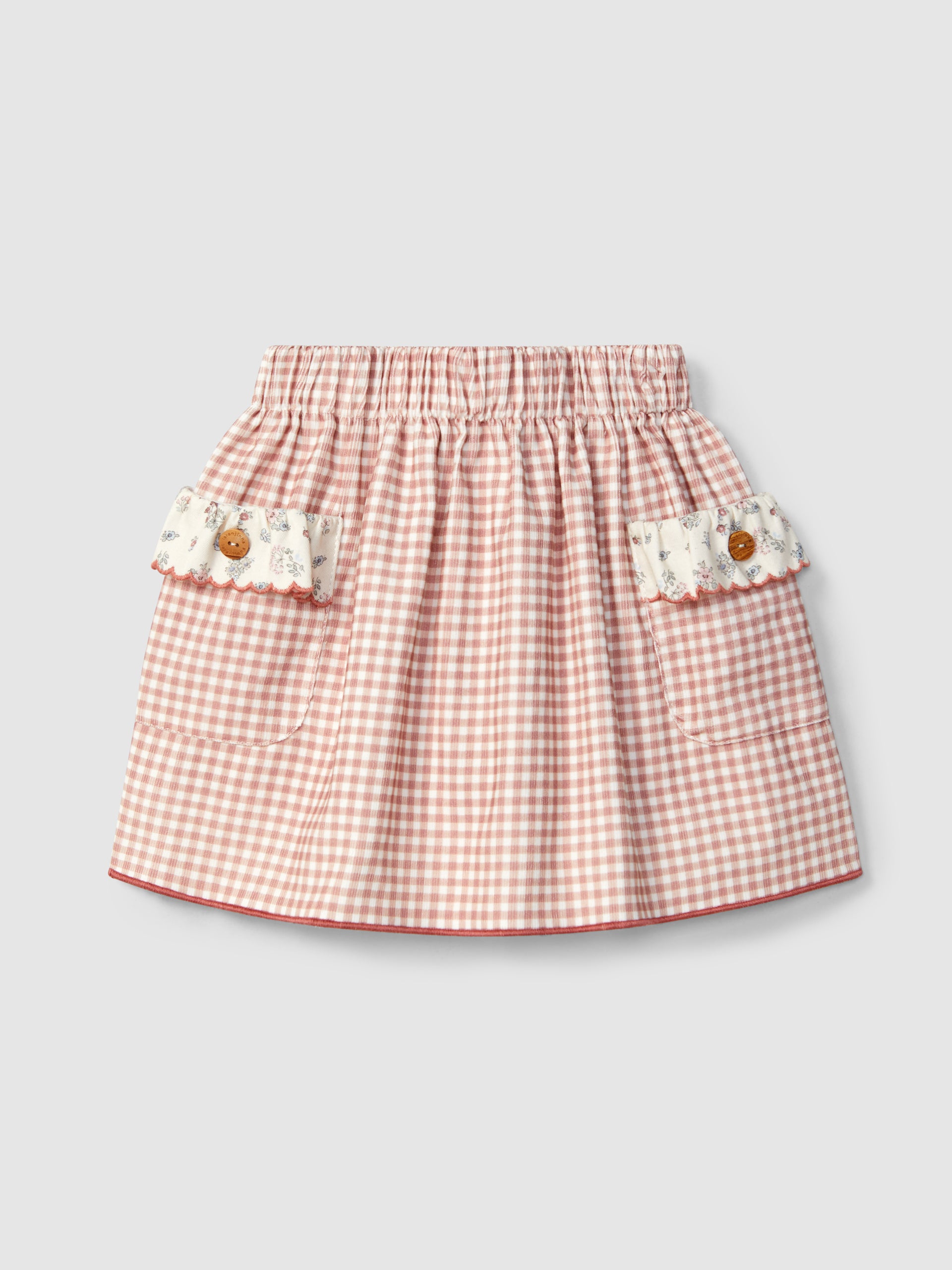 JUPE REVERSIBLE A CARREAUX VICHY ET FLEURS