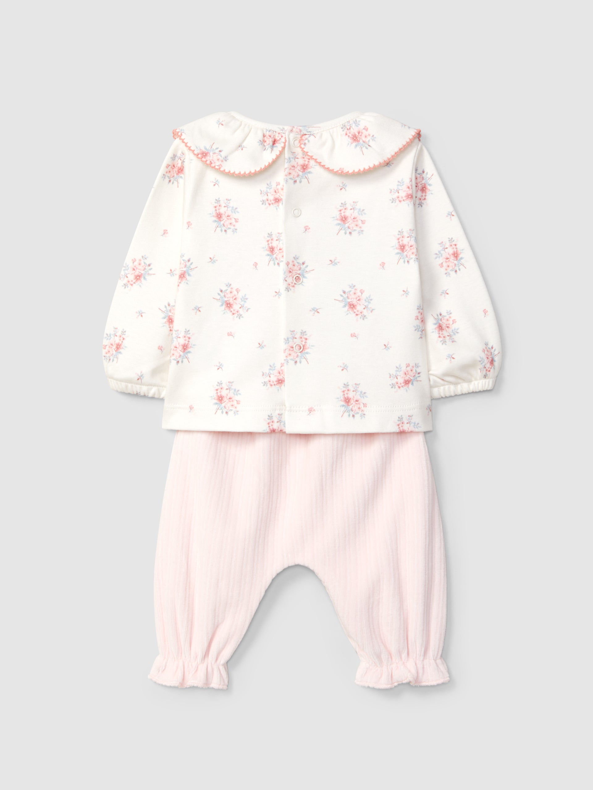 ENSEMBLE DEUX PIECES A FLEURS ET VELOURS CANNELE