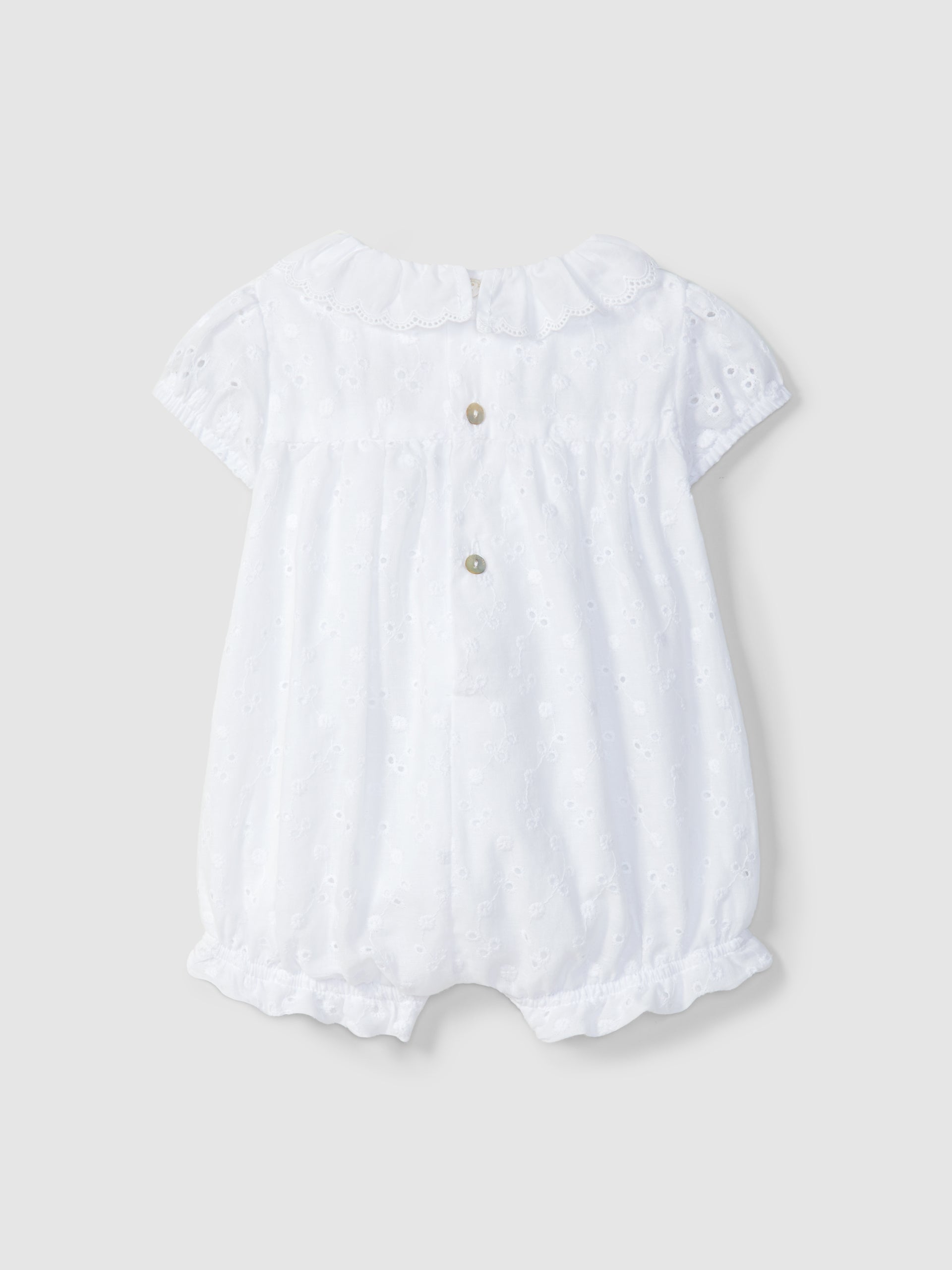 BARBOTEUSE EN BRODERIE ANGLAISE A COL A VOLANT