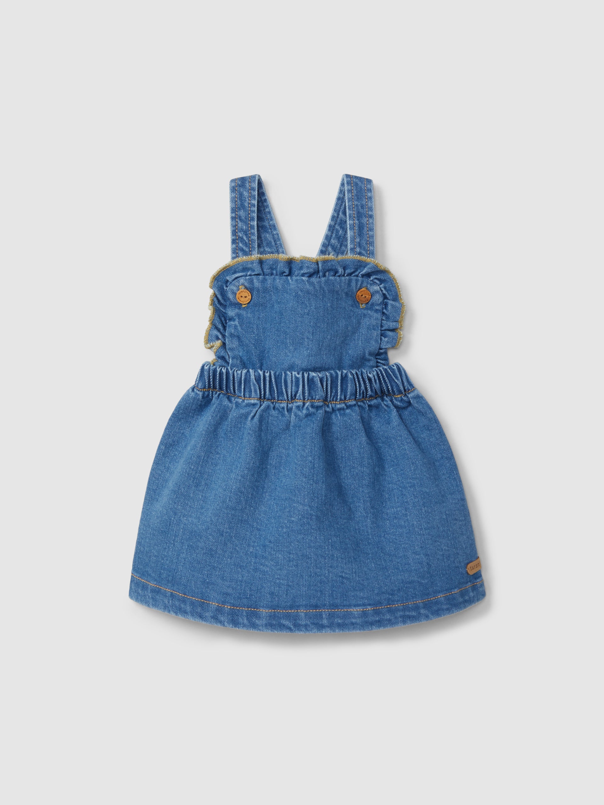 JUPE-SALOPETTE EN JEAN AVEC DETAIL DE VOLANT