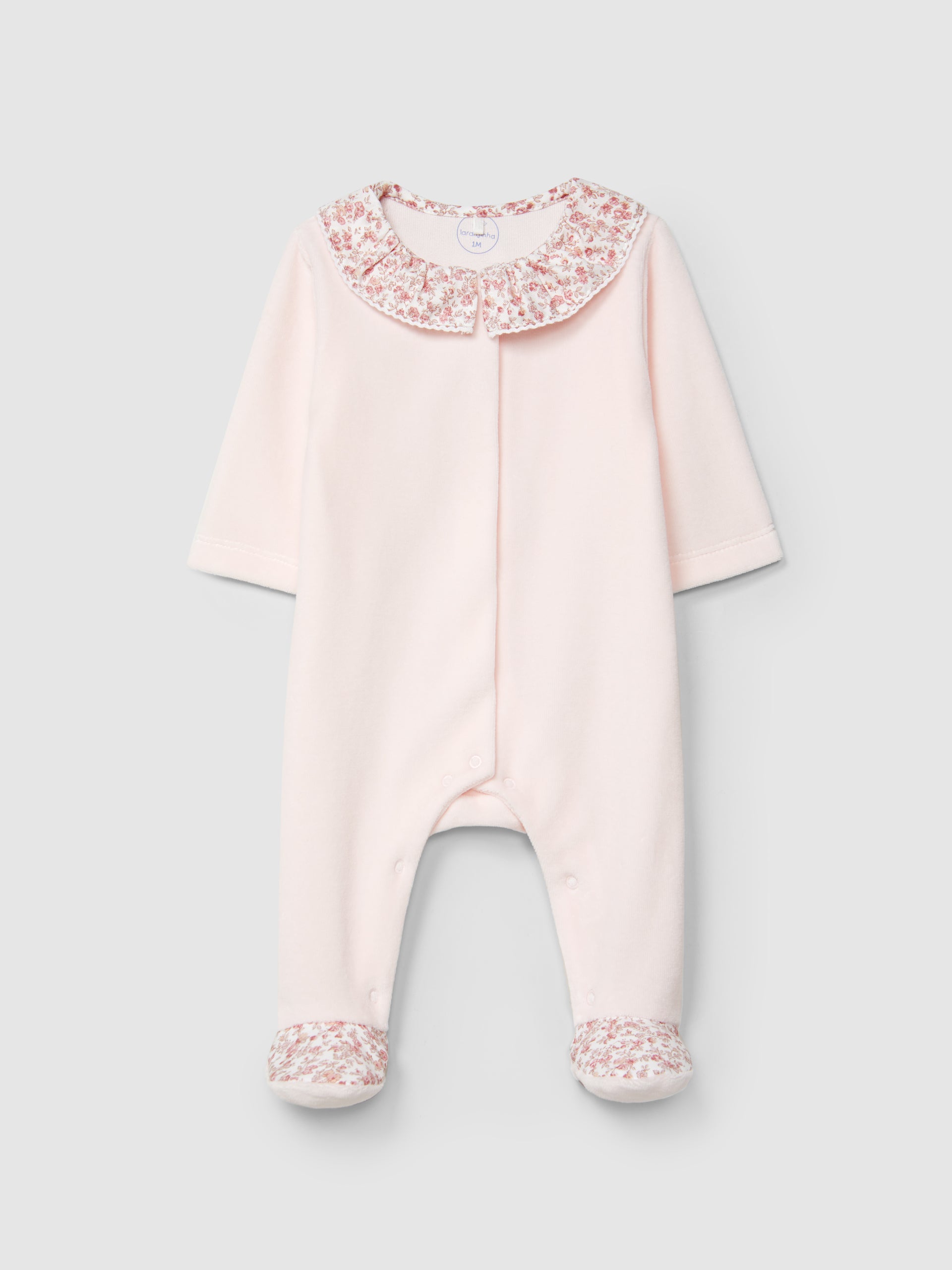 BABYGROW EN VELOURS A COL A VOLANT IMPRIME A FLEURS