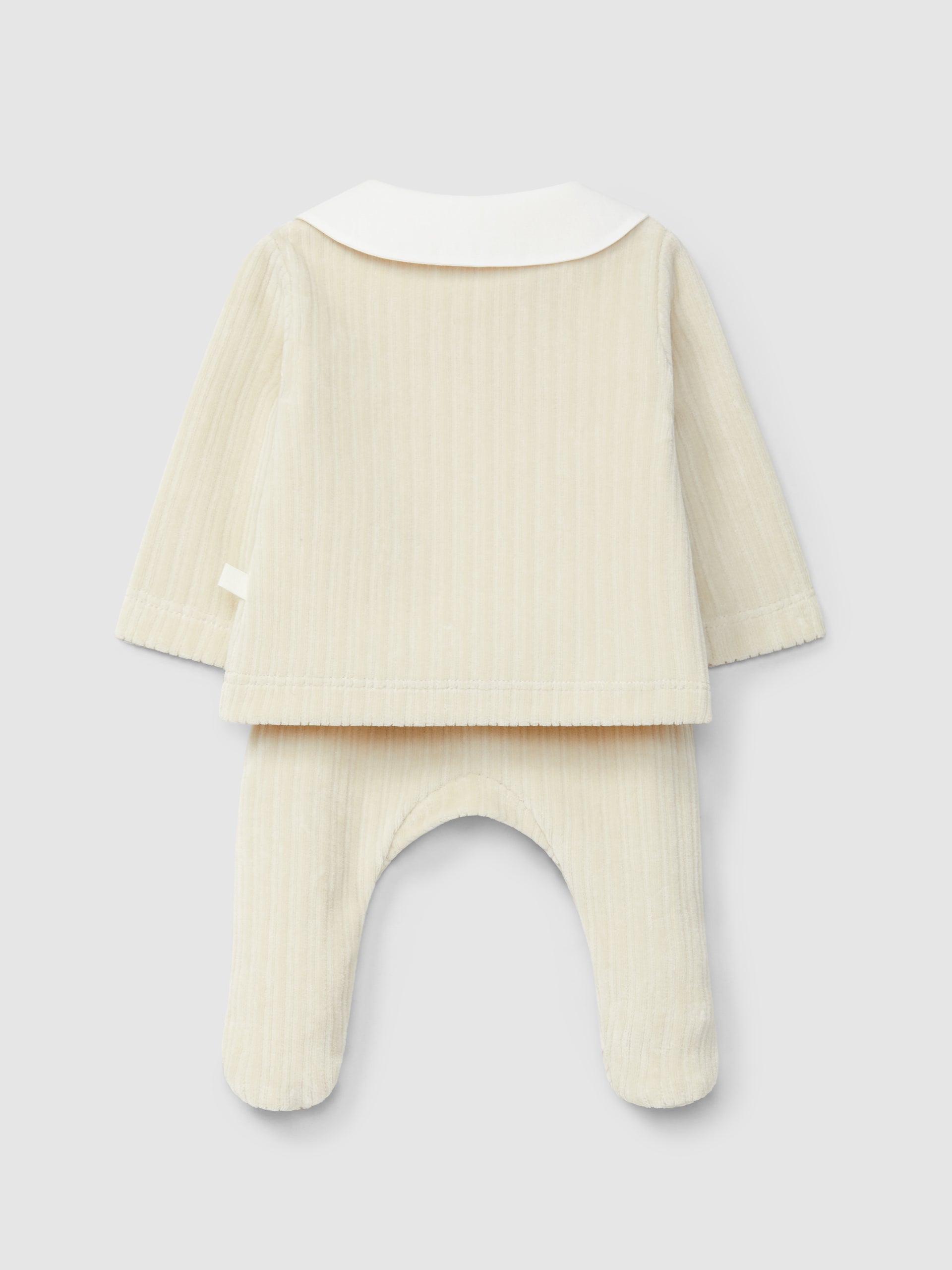 ENSEMBLE DEUX PIECES EN VELOURS CANNELE AVEC DETAIL BRODE AU COL
