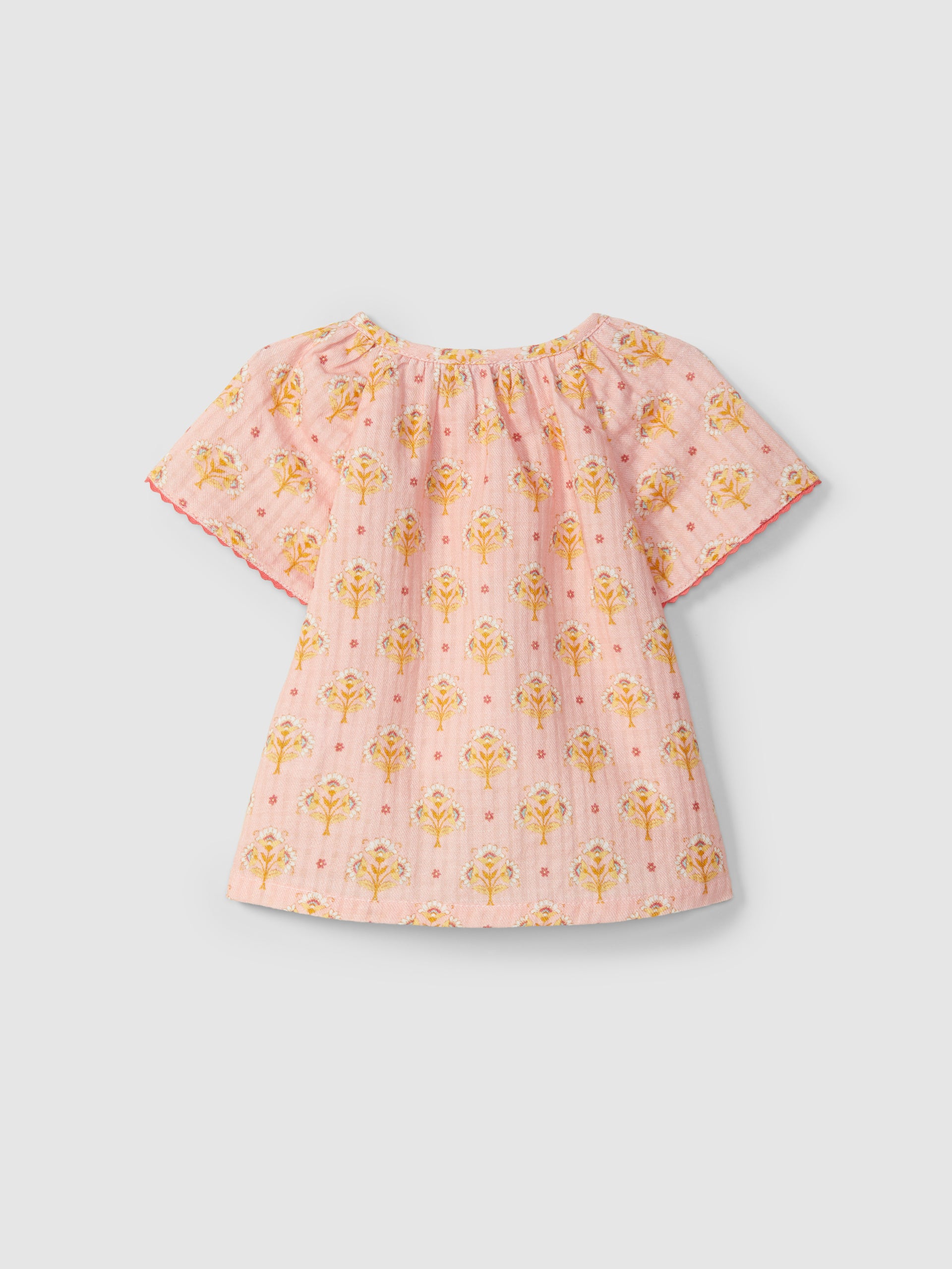 BLOUSE IMPRIME FLEURI AVEC DETAILS DE COULEUR EN CONTRASTE
