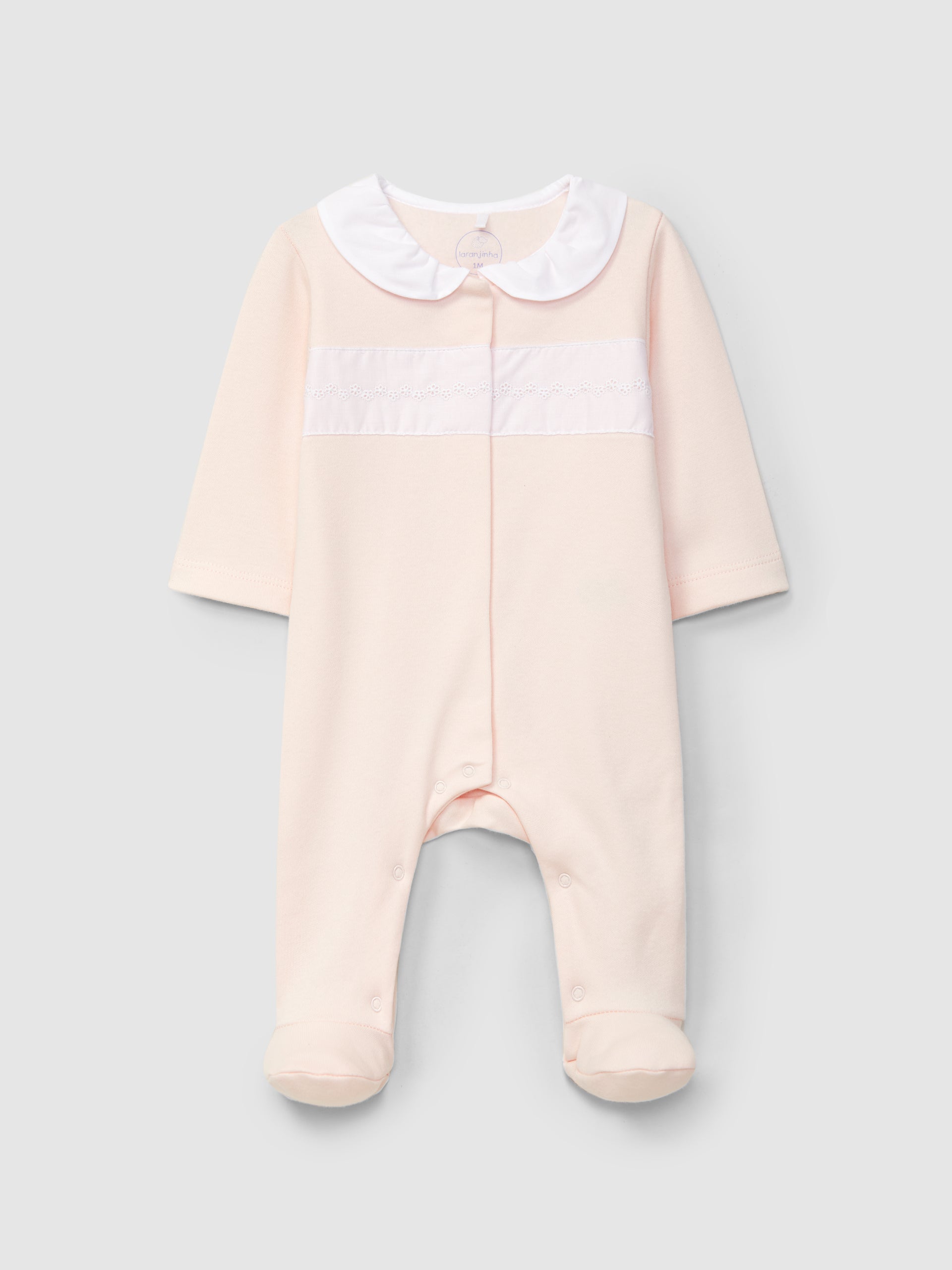 BABYGROW COL PLISSE ET DETAIL DE FLEURS BRODEES SUR LA POITRINE