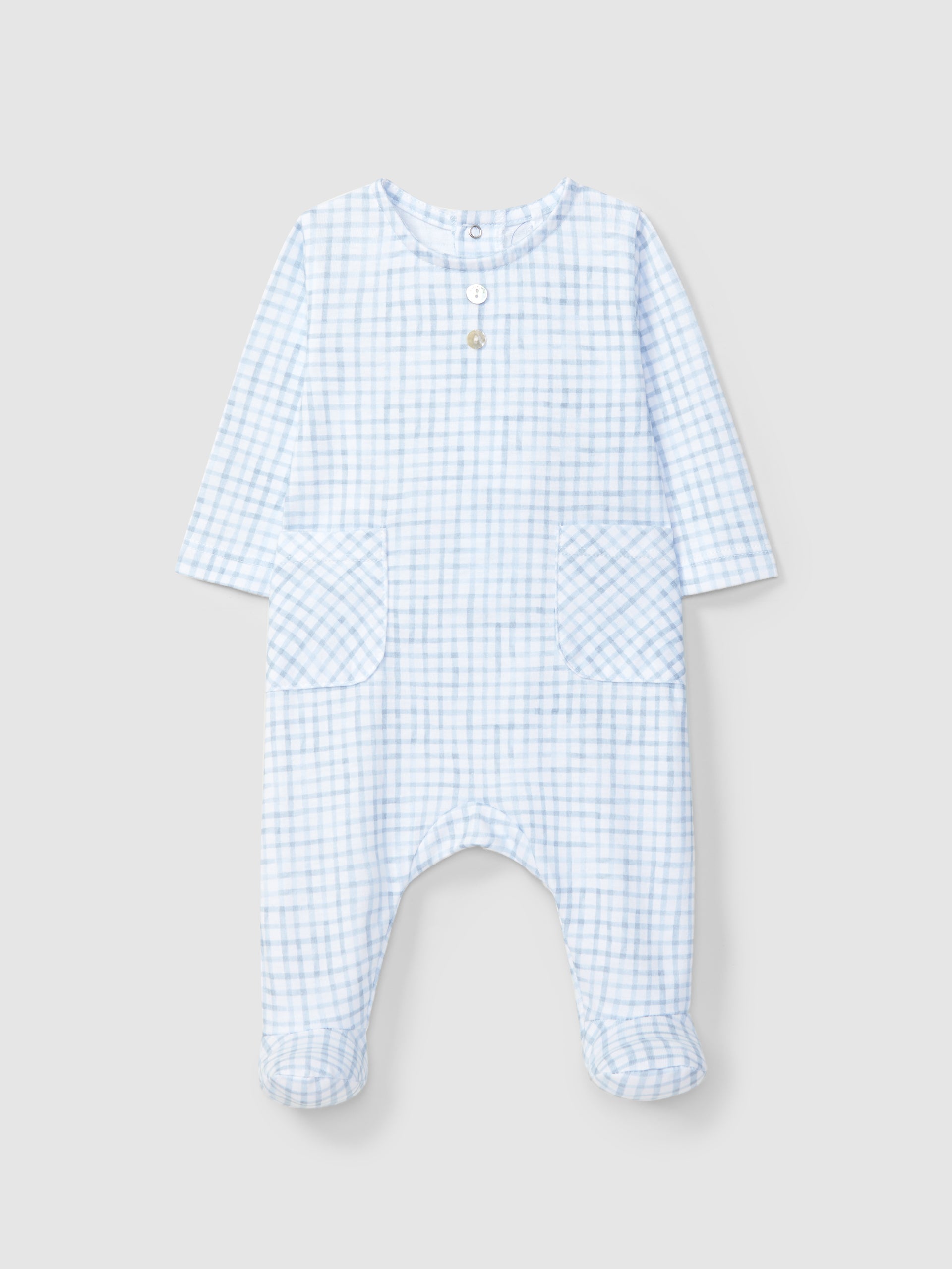 BABYGROW A COL ROND EN MAILLE A CARREAUX