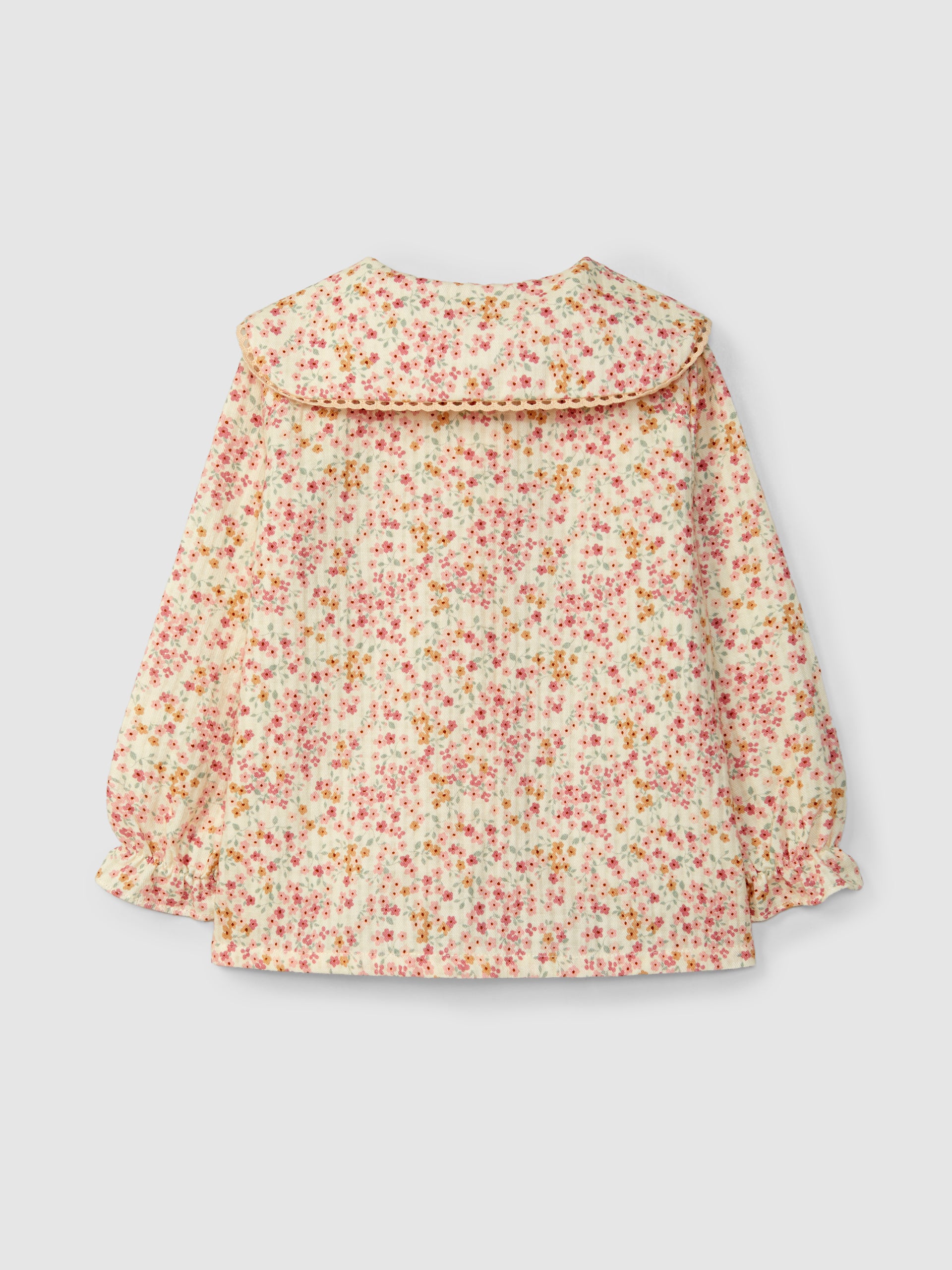 BLOUSE A FLEURS AVEC DETAIL DE DENTELLE SUR LE COL