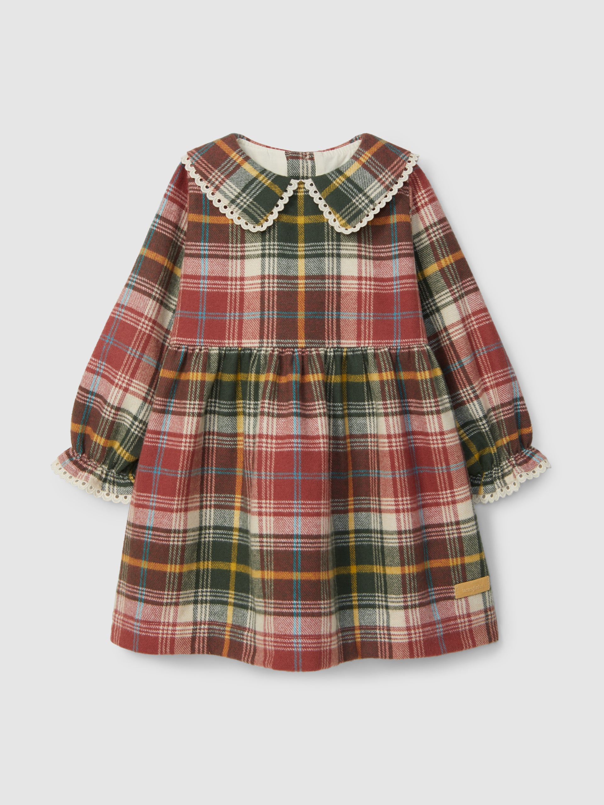 ROBE A CARREAUX EN FLANELLE AVEC DETAILS EN DENTELLE