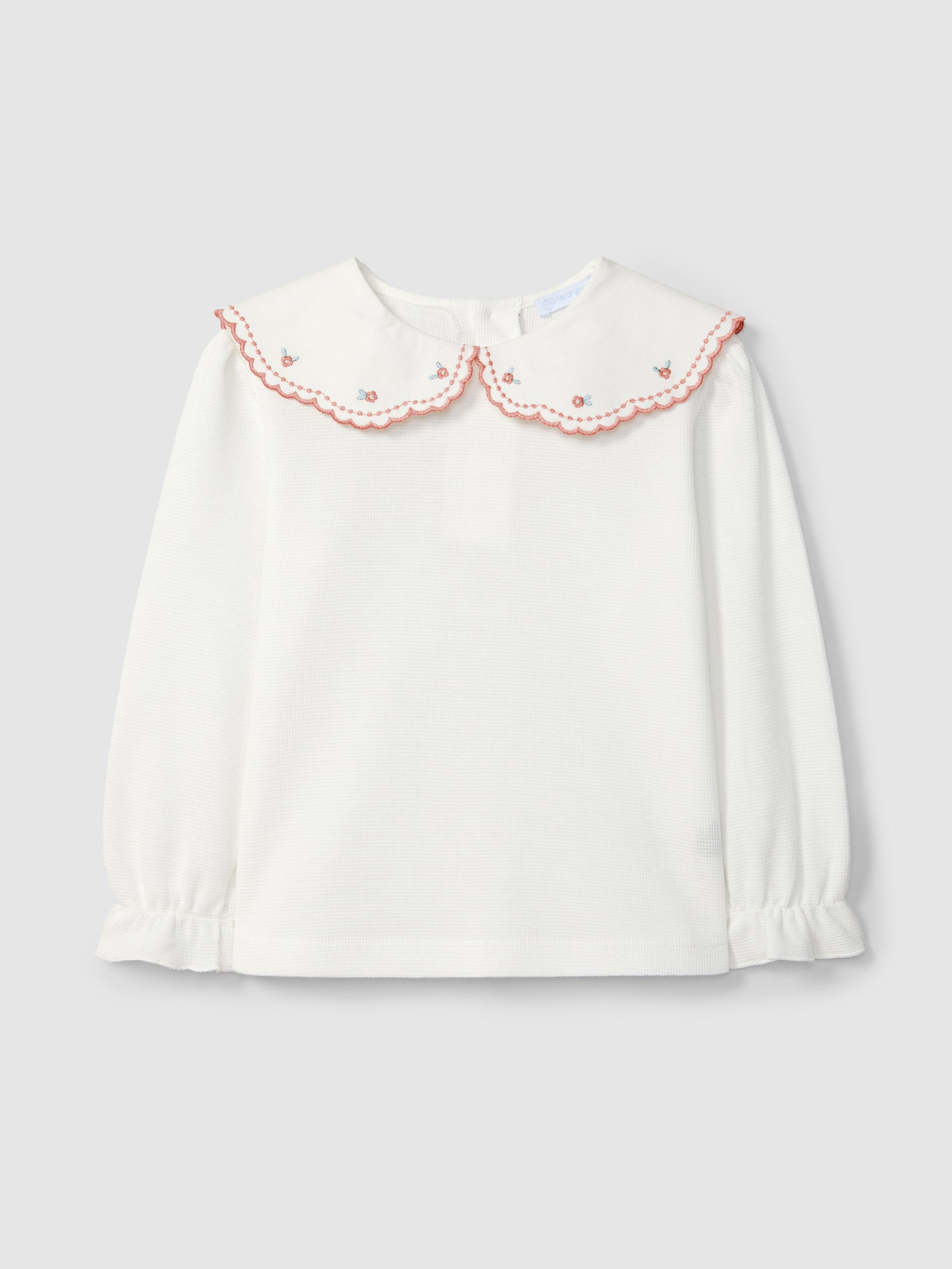 LONGSLEEVE EN MAILLE GAUFREE A COL BRODE