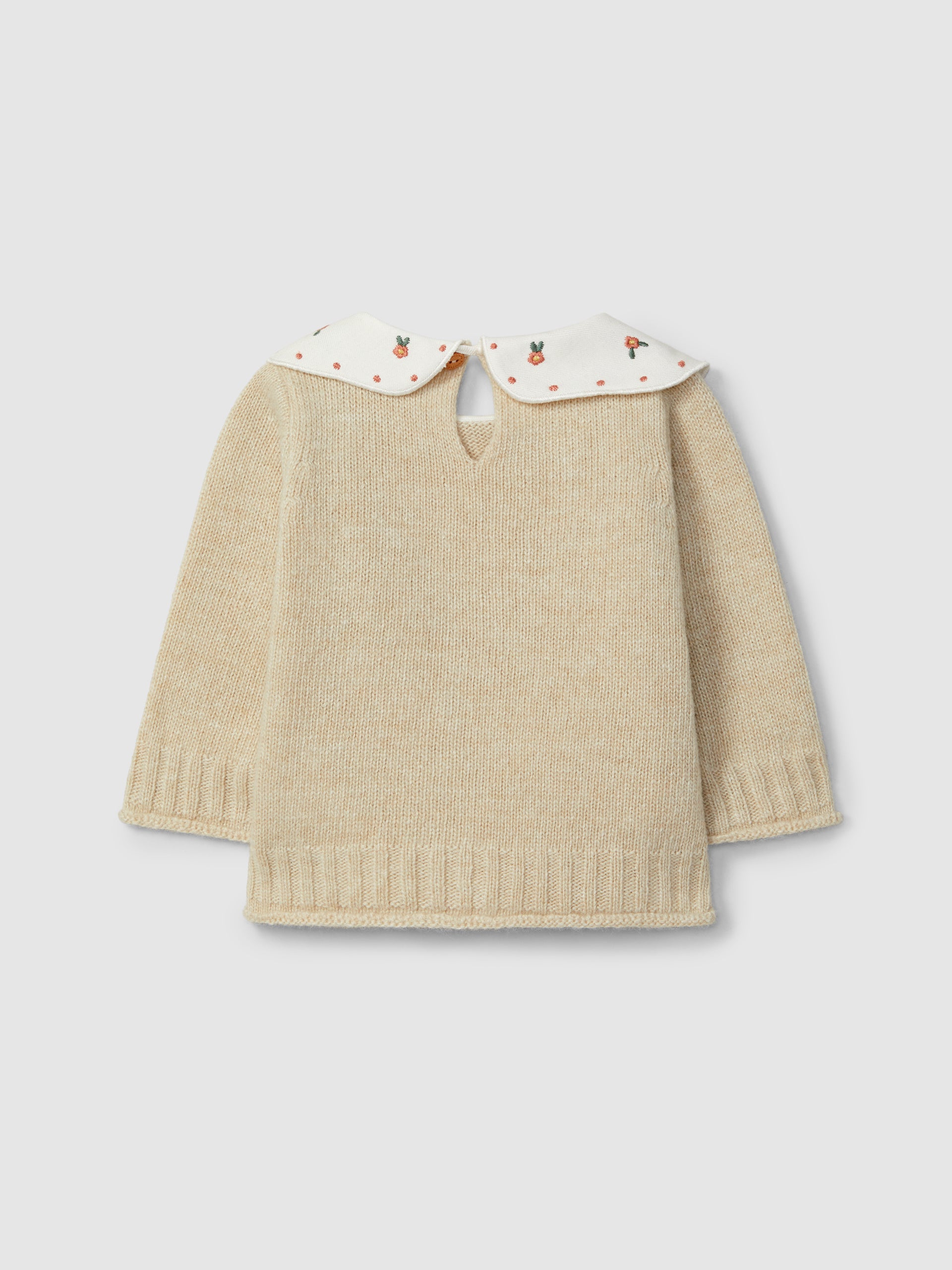 PULL TRICOTE AVEC COL EN TISSU BRODE
