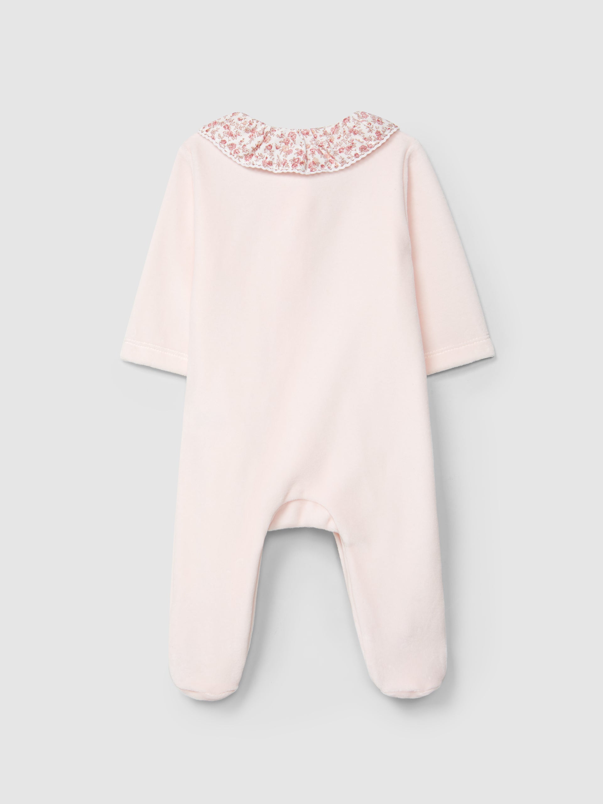 BABYGROW EN VELOURS A COL A VOLANT IMPRIME A FLEURS