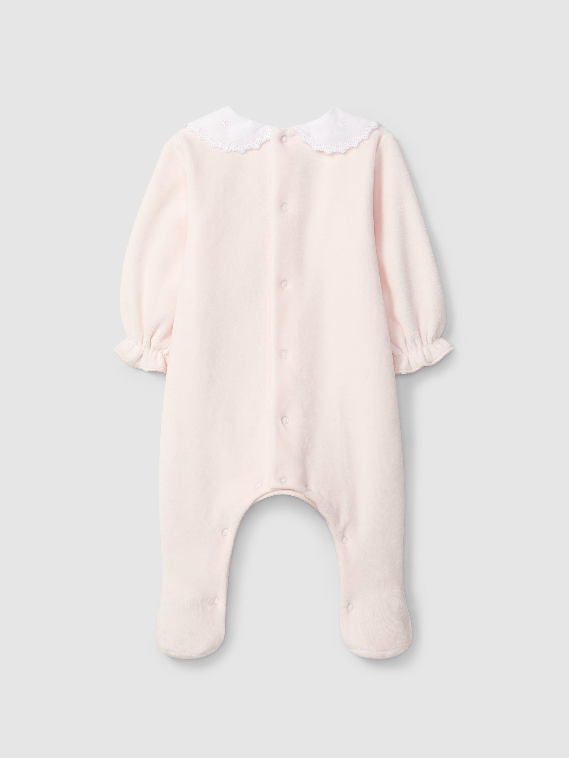 BABYGROW EN VELOURS A COL CLAUDINE BRODERIE DELICATE