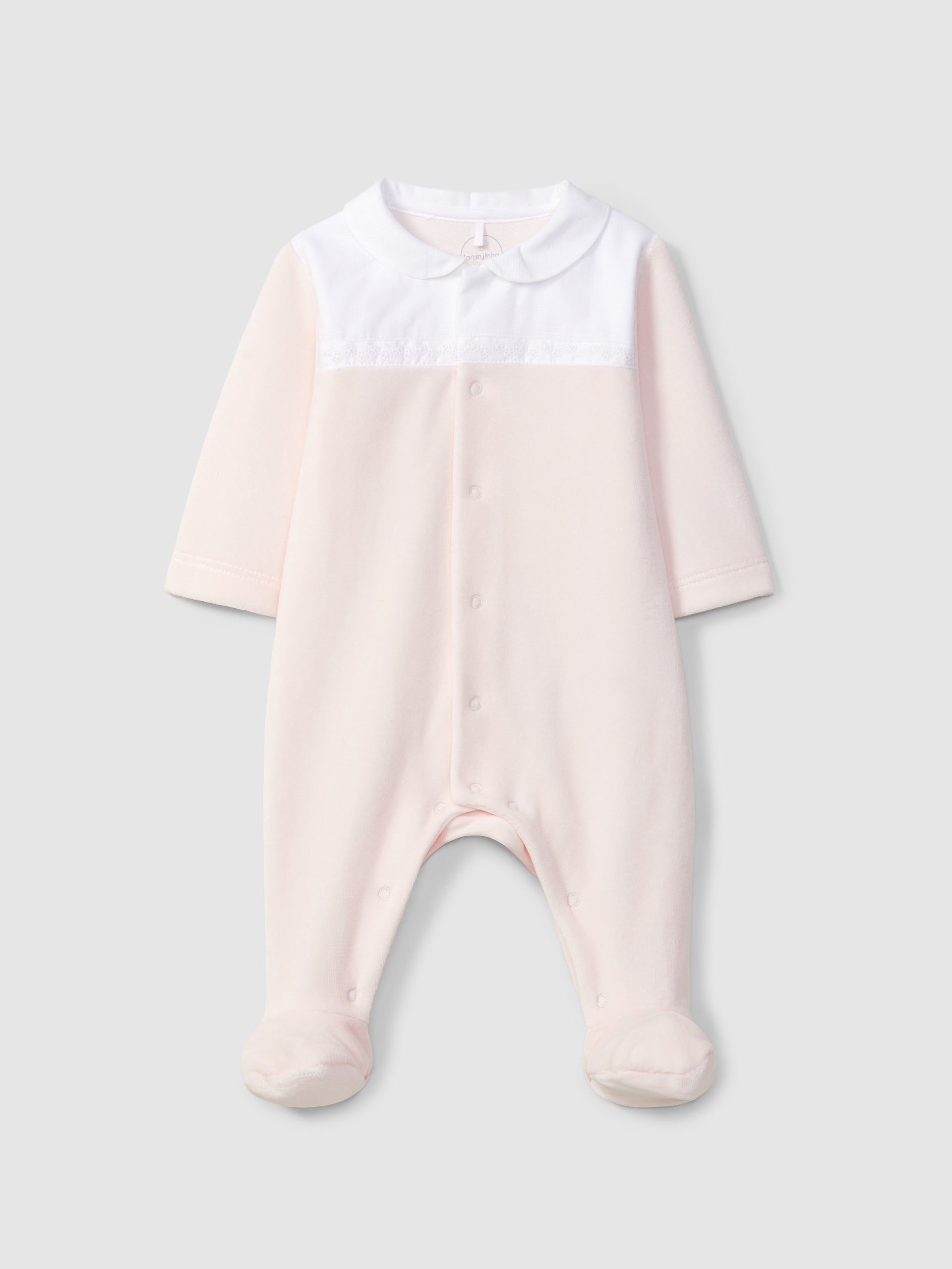 BABYGROW EN VELOURS AVEC DETAIL DE RUBAN BRODE