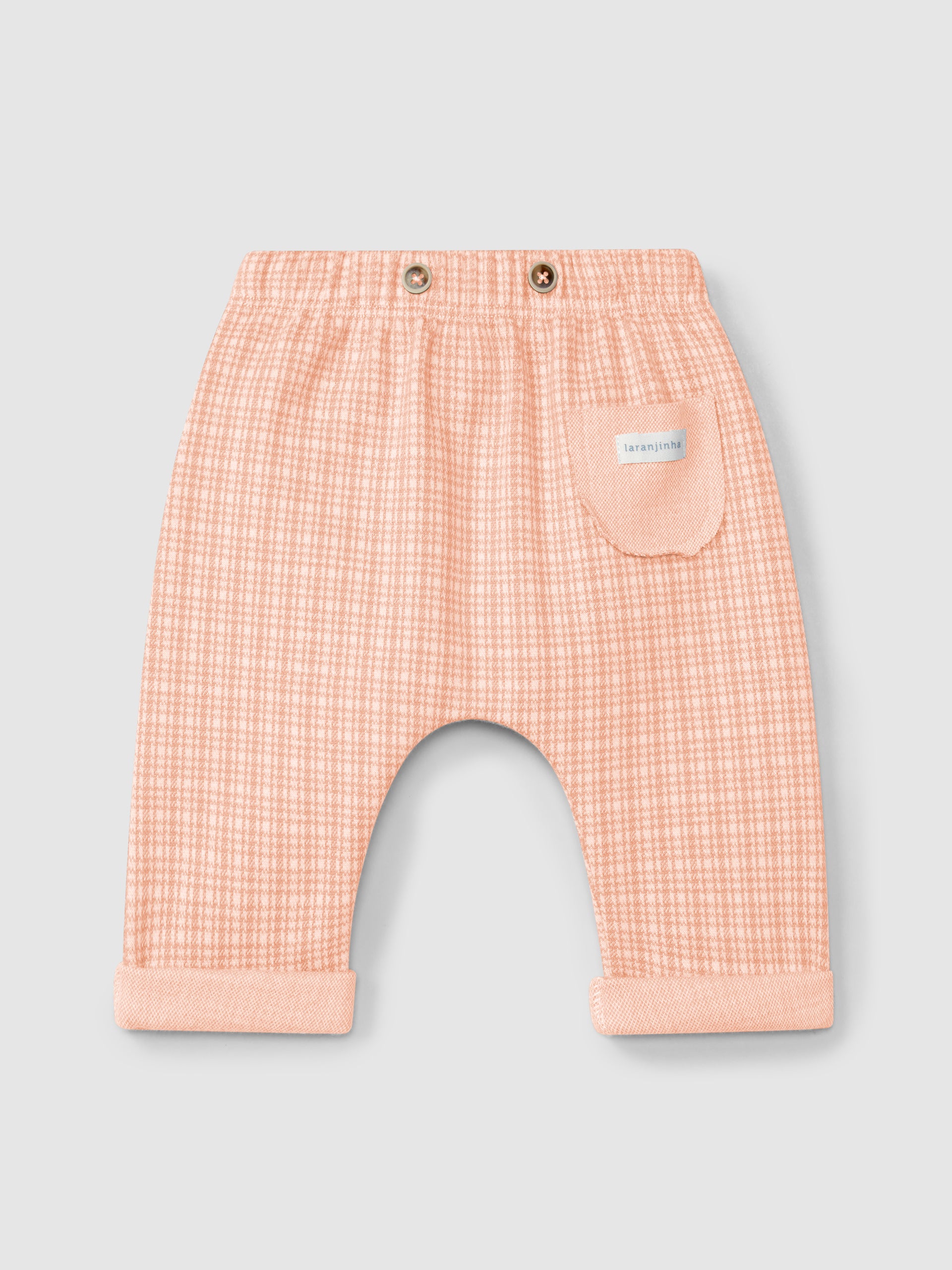 PANTALON PULL-UP EN MAILLE JACQUARD A CARREAUX