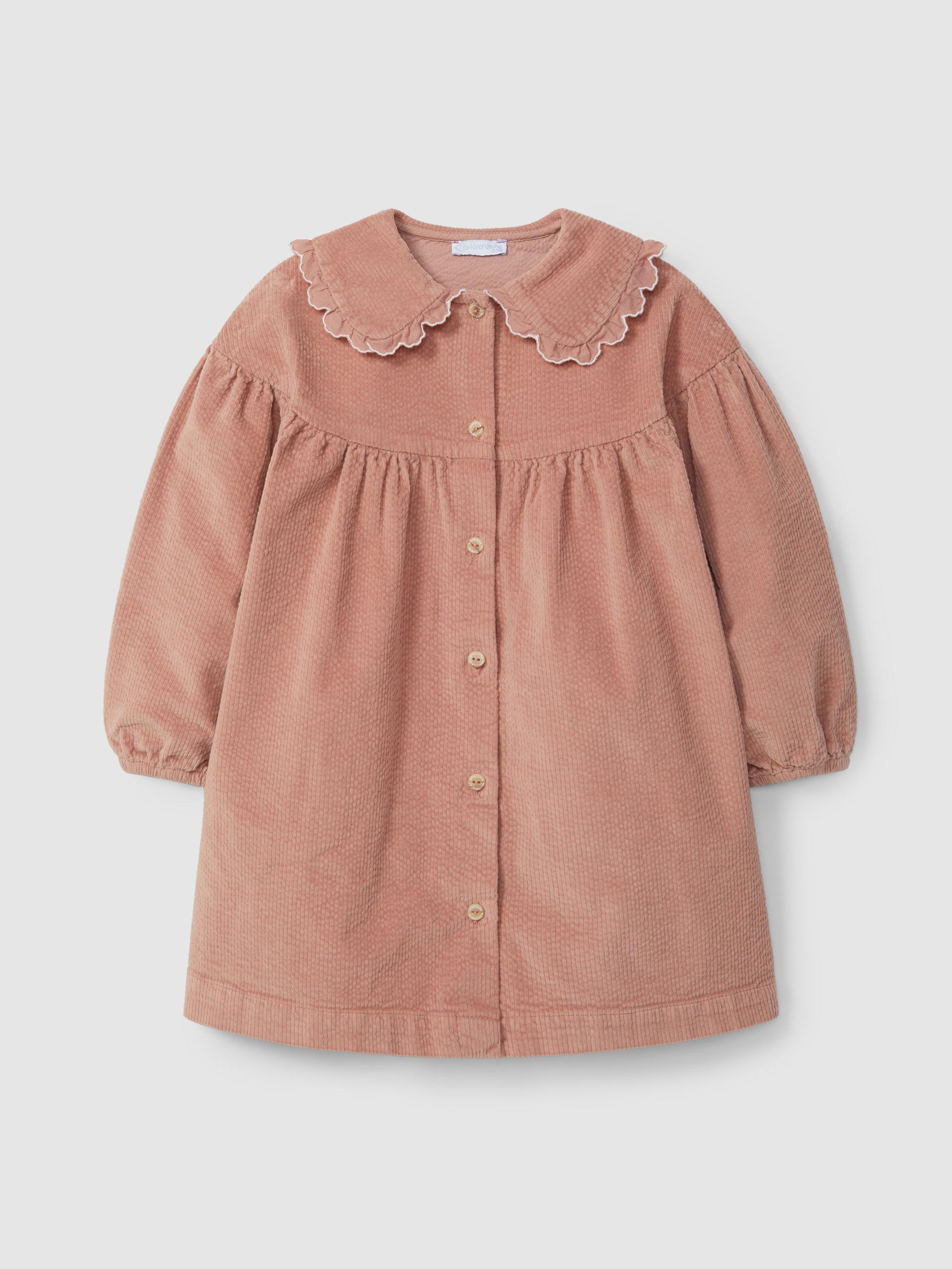ROBE EN VELOURS COTELE AVEC DETAIL DE BRODERIE AU COL