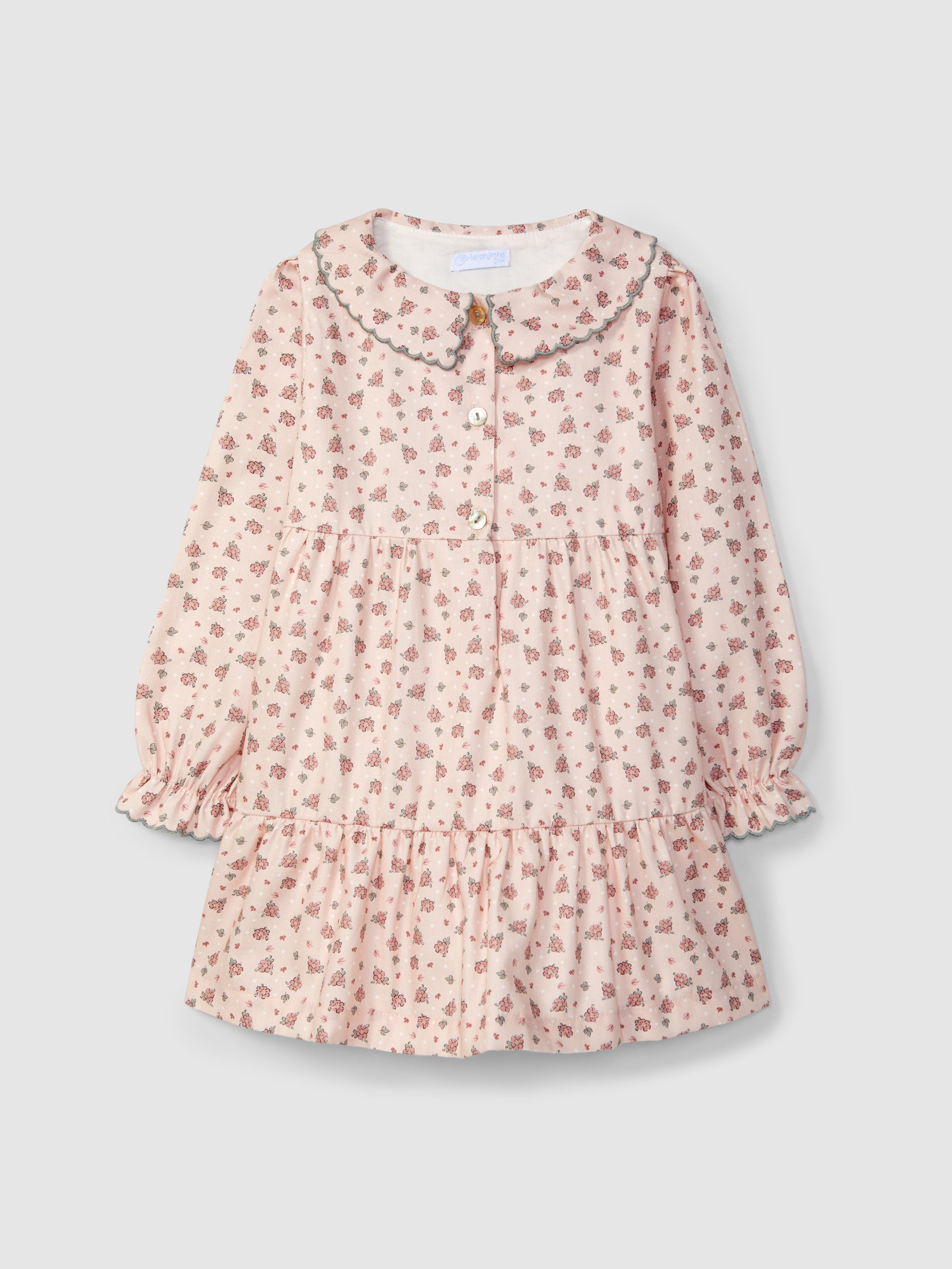 ROBE A FLEURS DELICATES ET COL BRODE DE COULEUR EN CONTRASTE