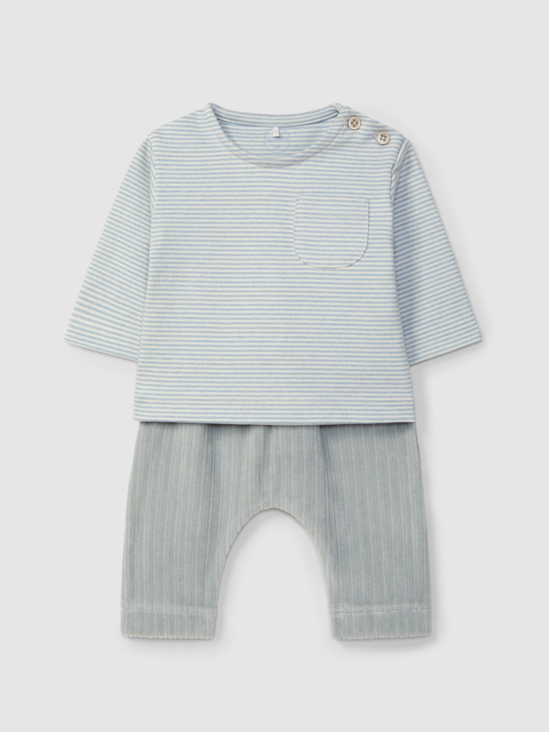 ENSEMBLE DEUX PIECES A RAYURES ET VELOURS CANNELE