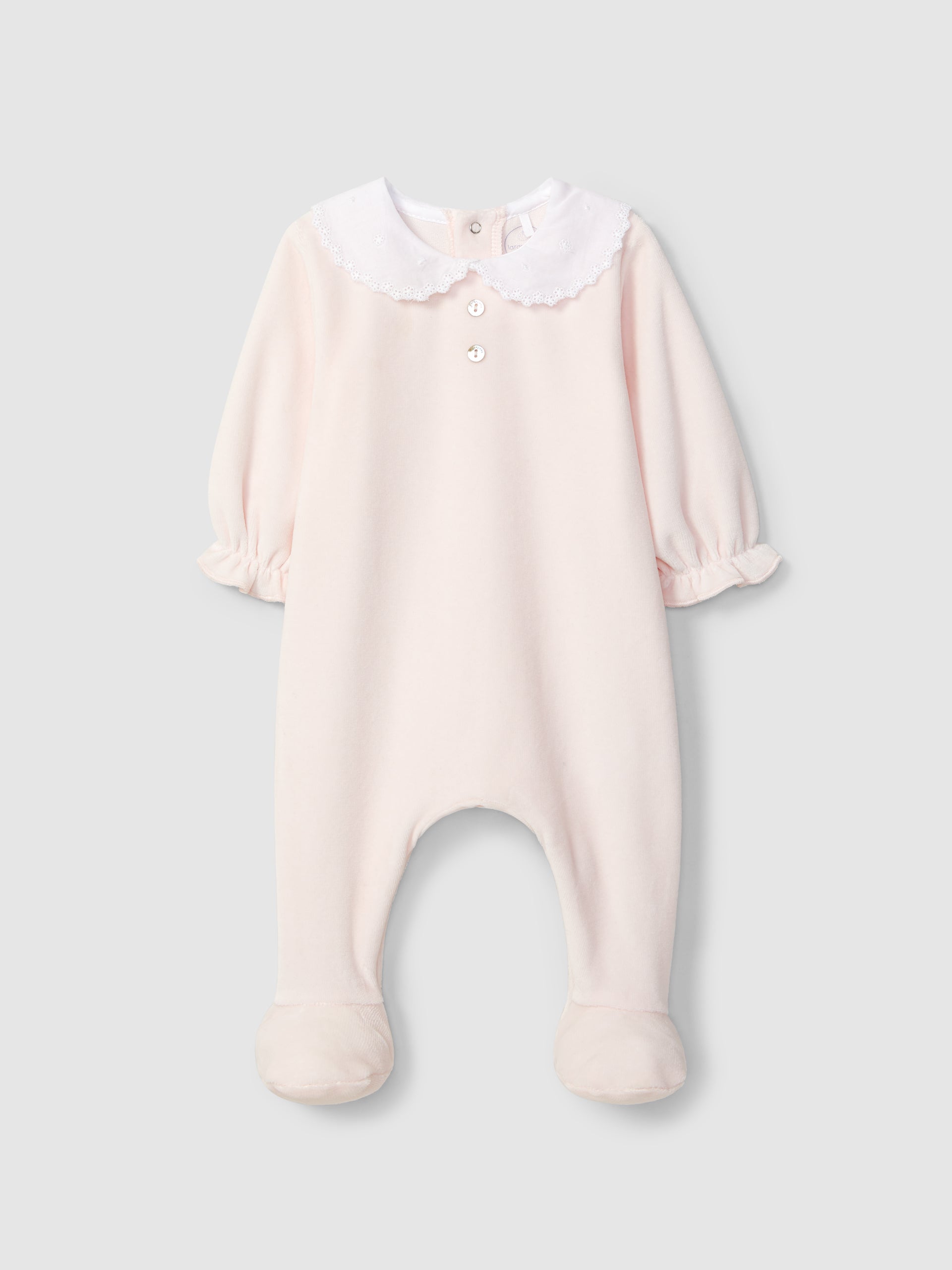 BABYGROW EN VELOURS A COL CLAUDINE BRODERIE DELICATE