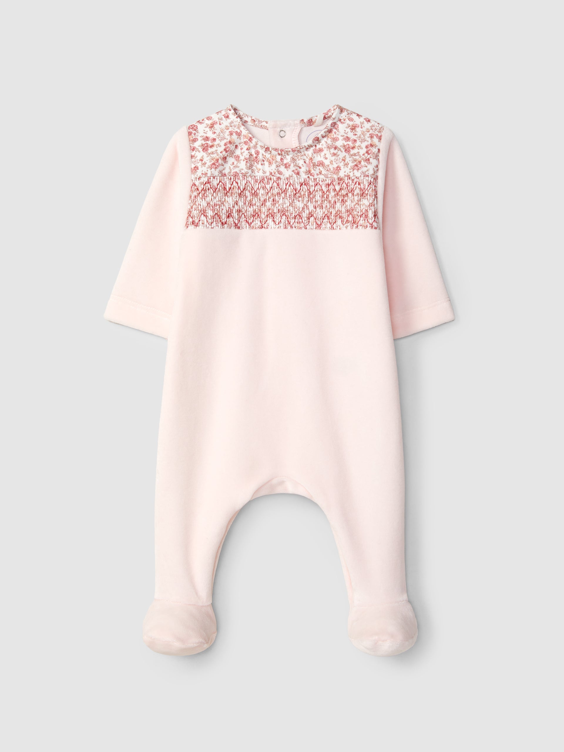 BABYGROW EN VELOURS AVEC DETAIL DE SMOCKS