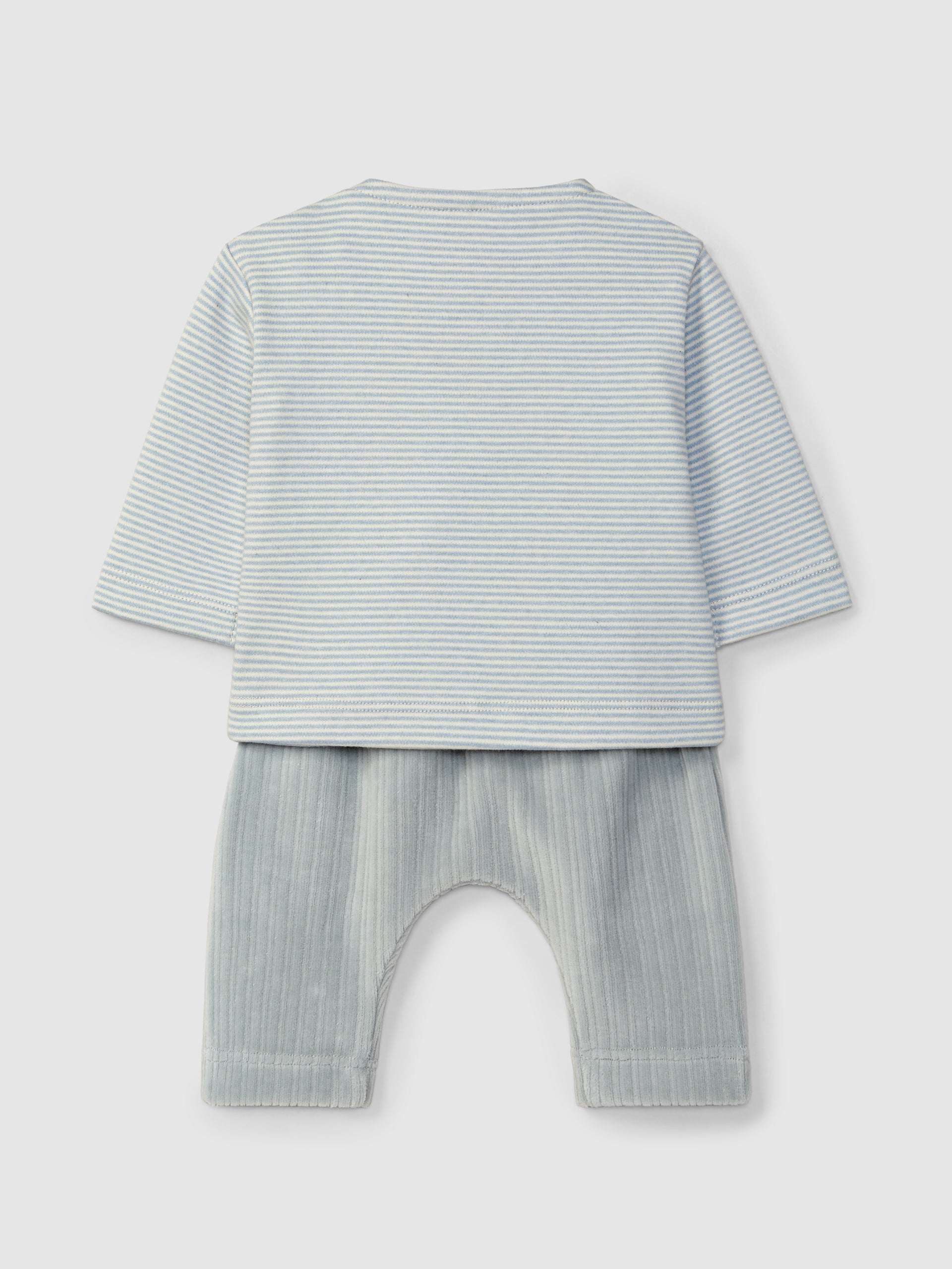 ENSEMBLE DEUX PIECES A RAYURES ET VELOURS CANNELE