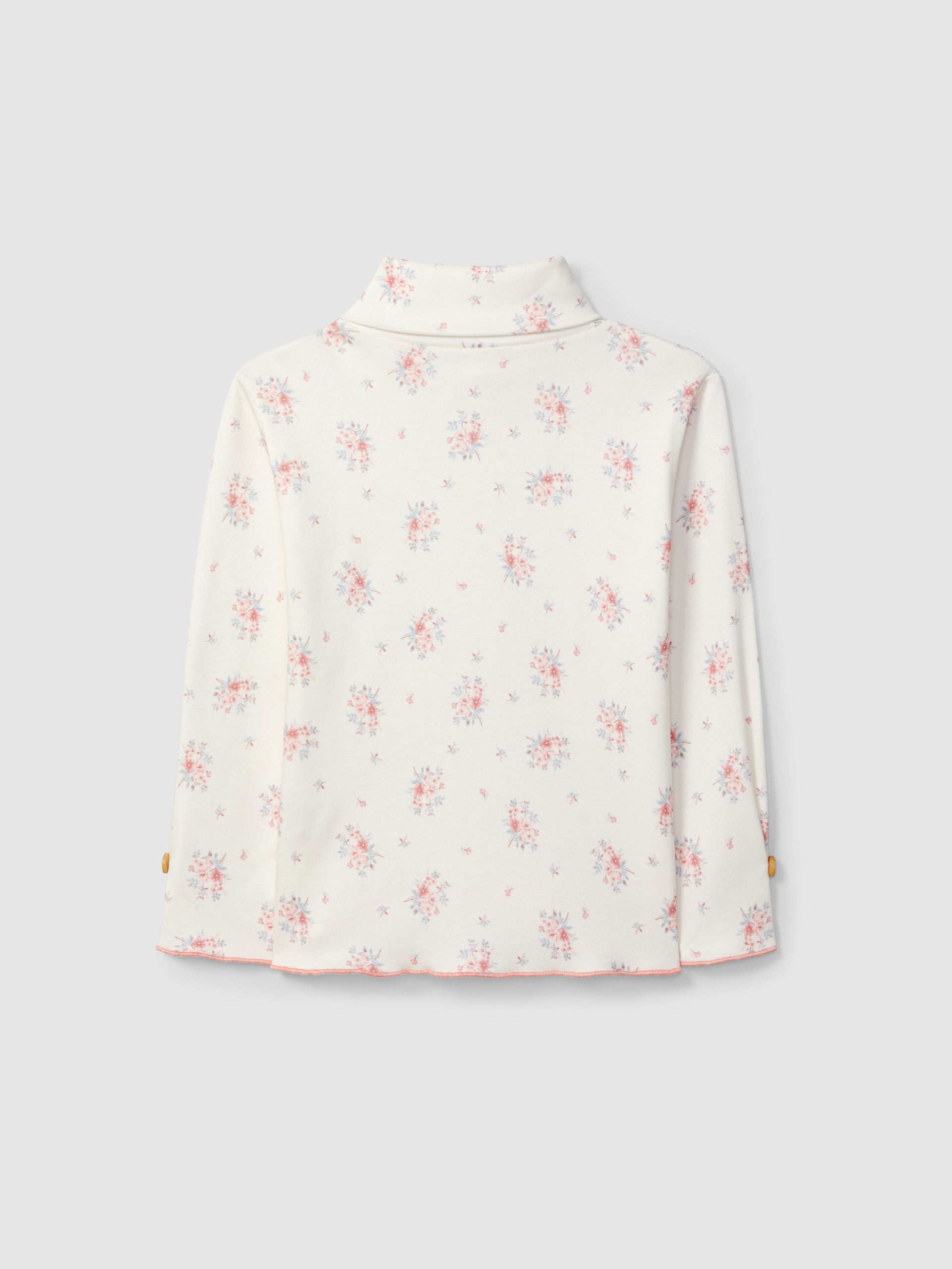 PULL COL ROULE IMPRIME A FLEURS