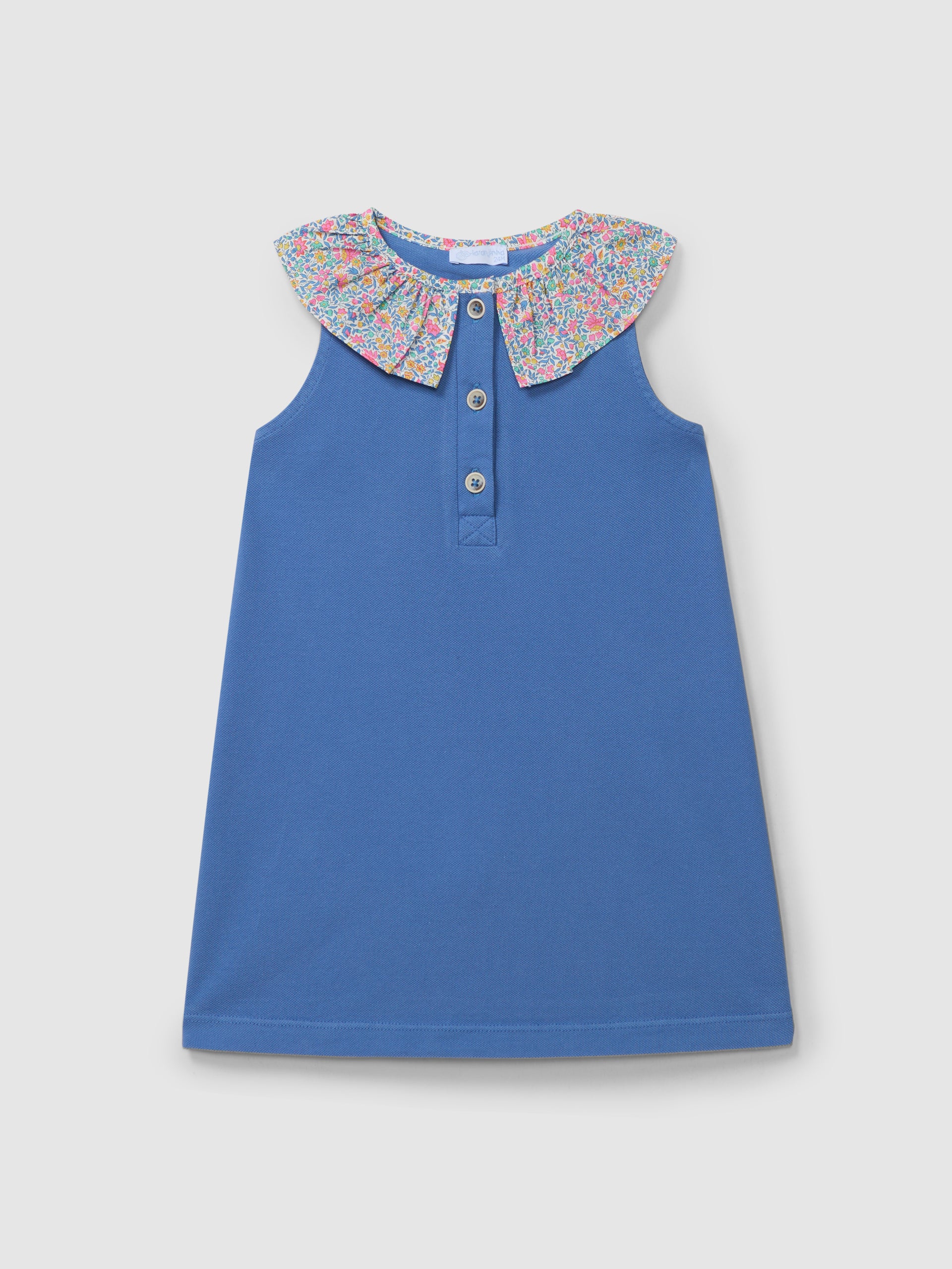 ROBE PIQUE A COL A VOLANT IMPRIME
