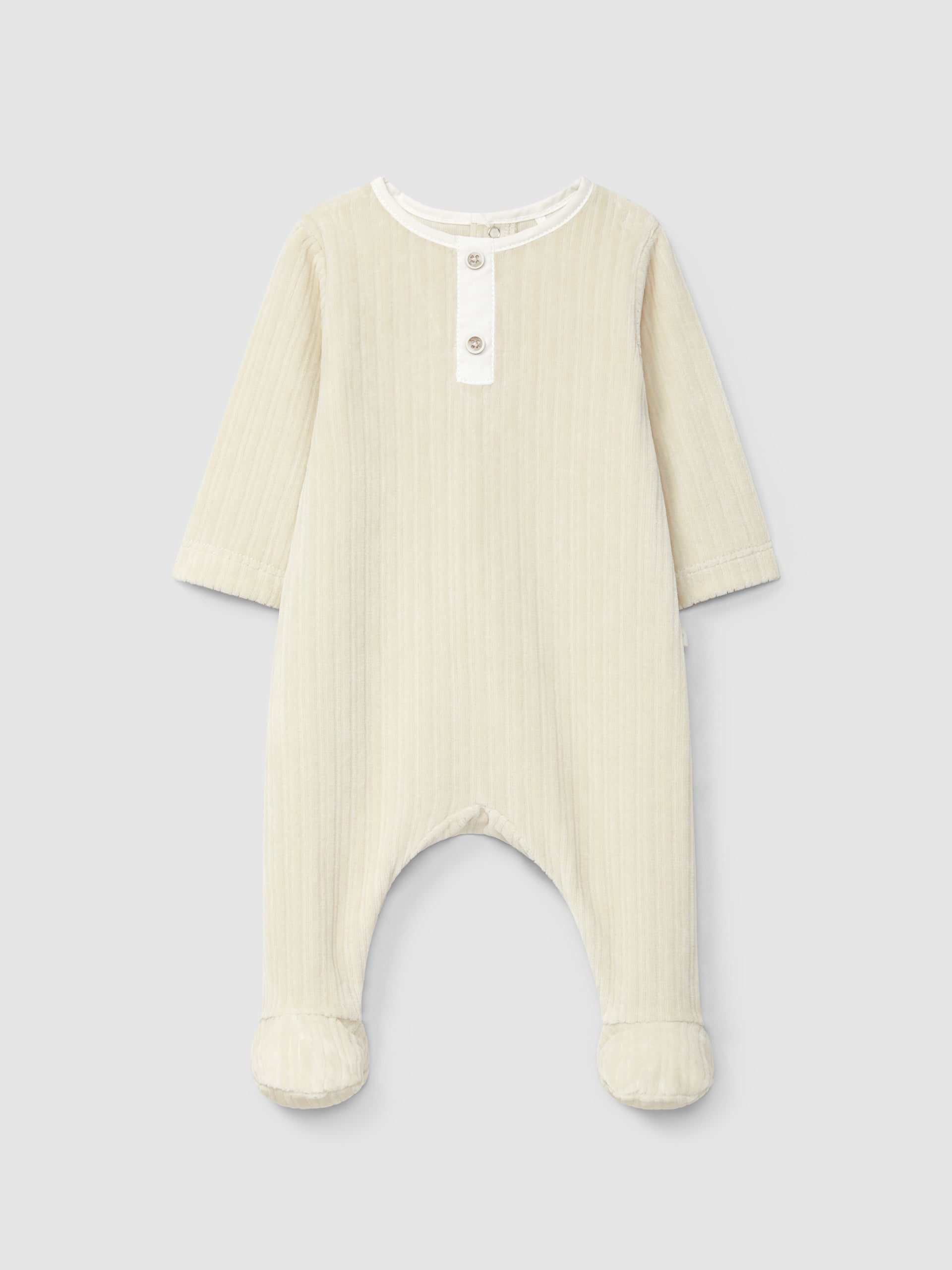 BABYGROW A COL ROND EN VELOURS CANNELE