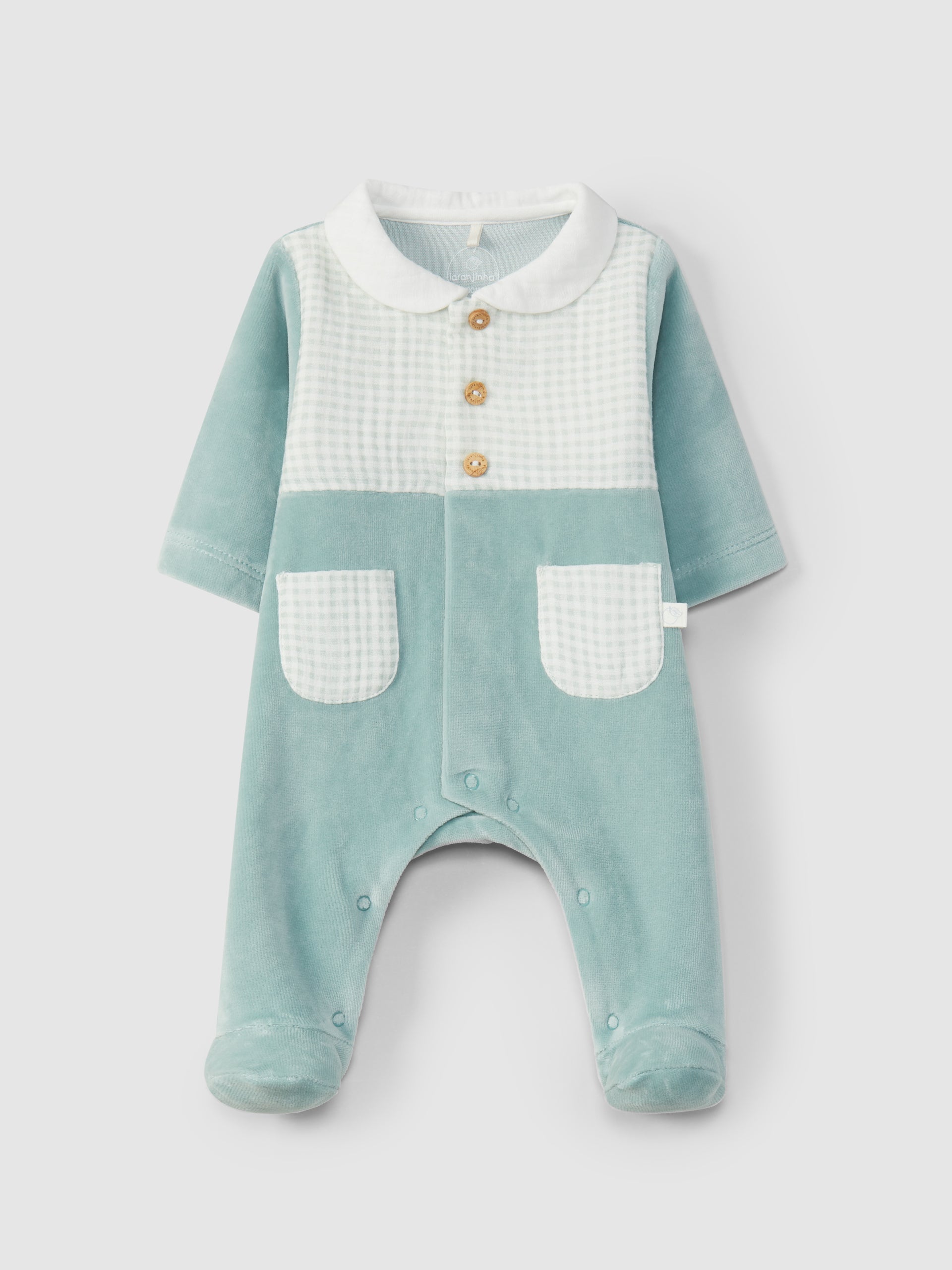 Babygrow velours carreaux vichy et poches